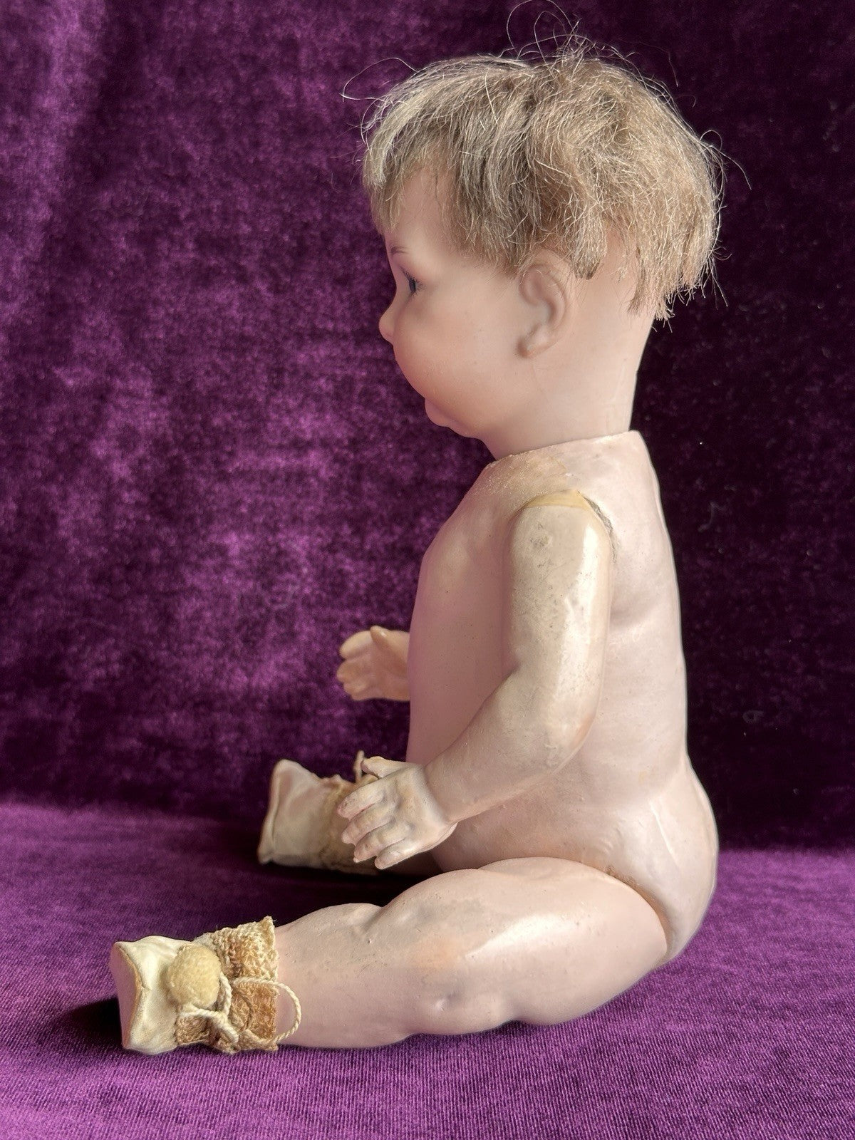 Antique German 11” Armand Marseille 980 Bisque Head Character Baby Doll