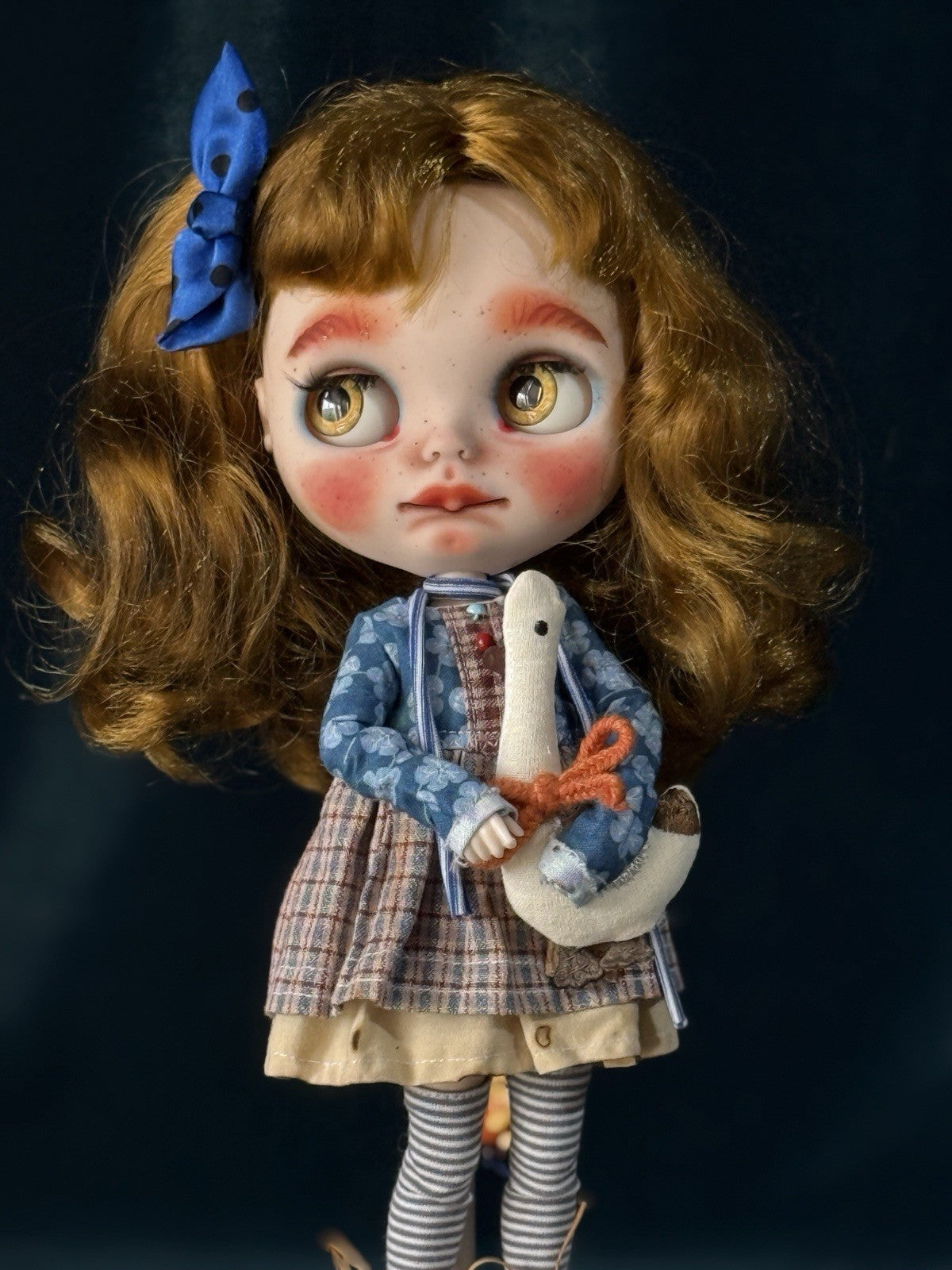 OOAK Custom Blythe 11” Artist BJD Doll With Goose Toy