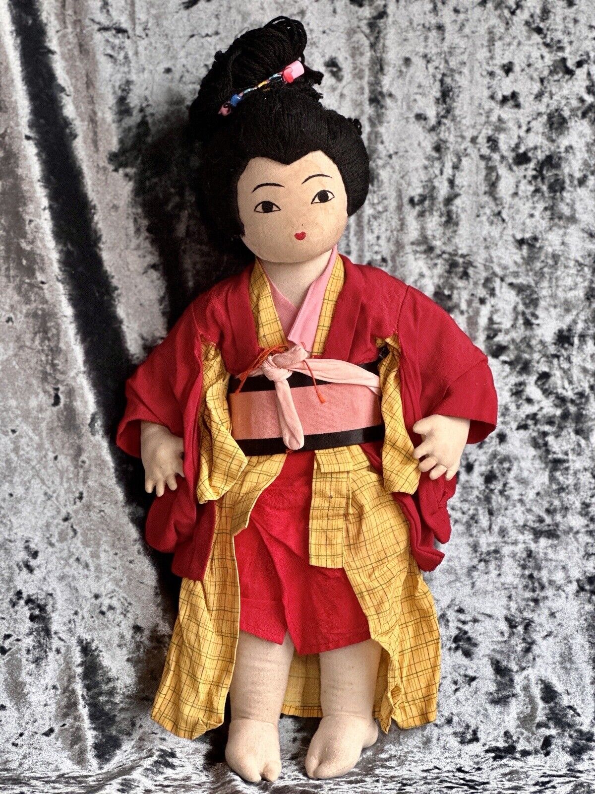 Vintage 18” Japanese Willy Seiler Artist Cloth Oriental Doll