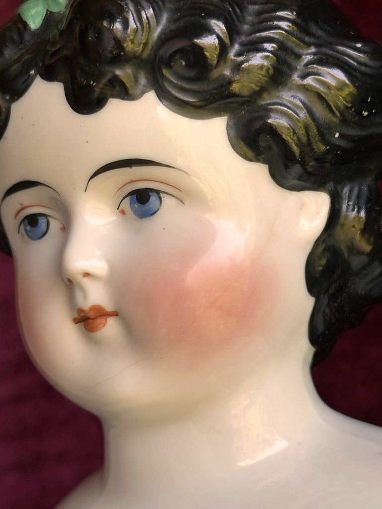 Large Antique German 26” Dolly Madison China Shoulder Head Doll