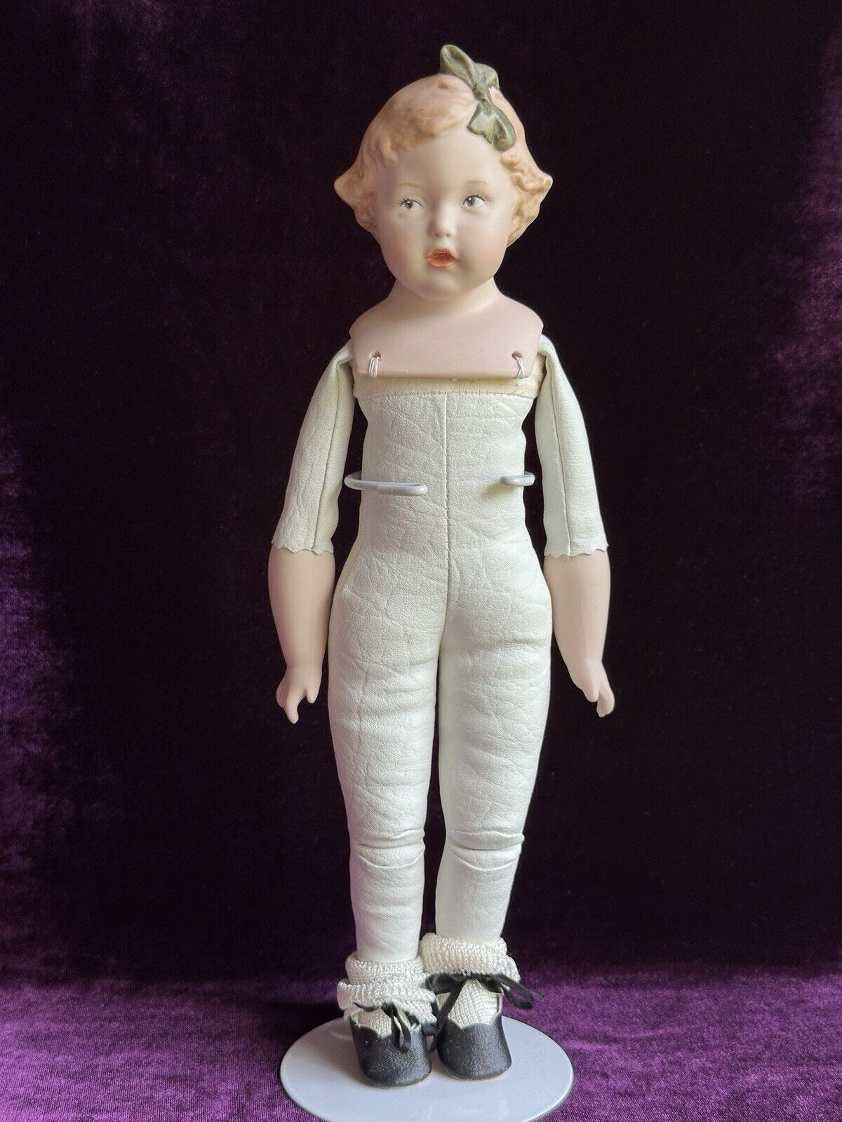 Porcelain 13.5” Reproduction of Antique German Heubach 7851 Character Girl Doll