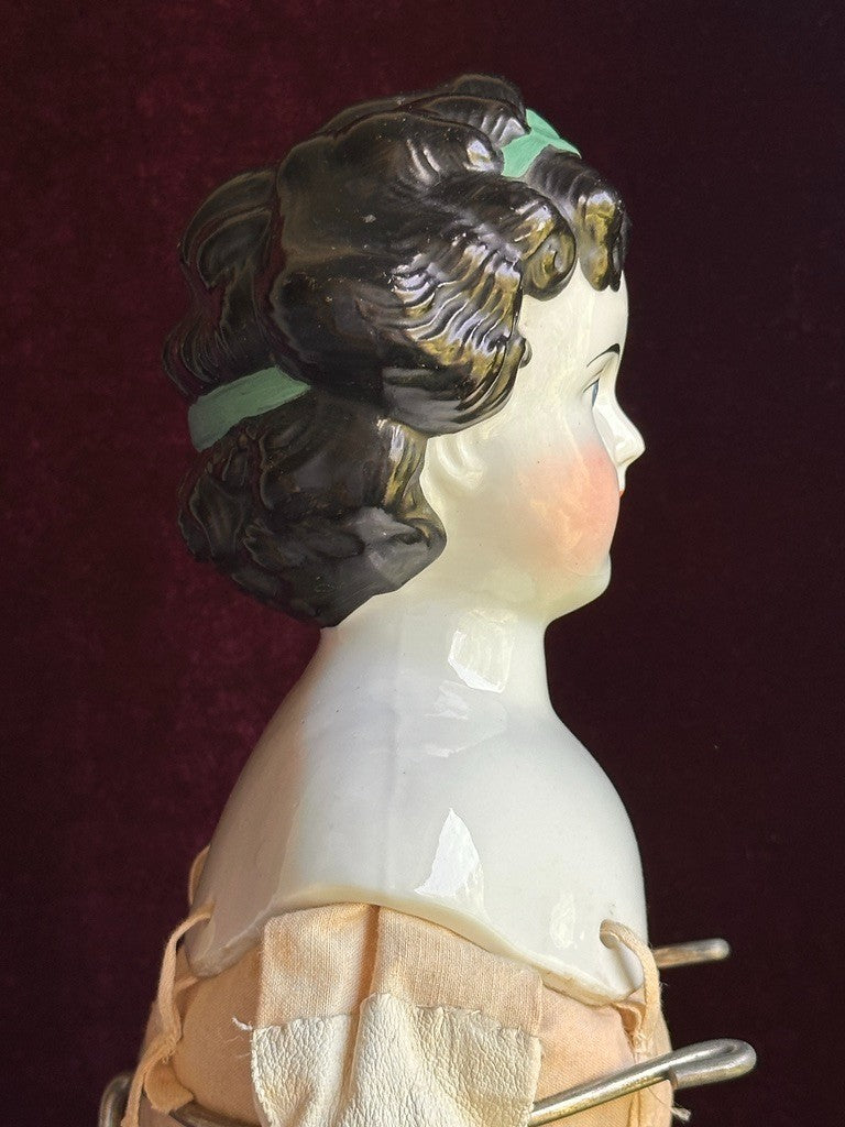 Large Antique German 26” Dolly Madison China Shoulder Head Doll