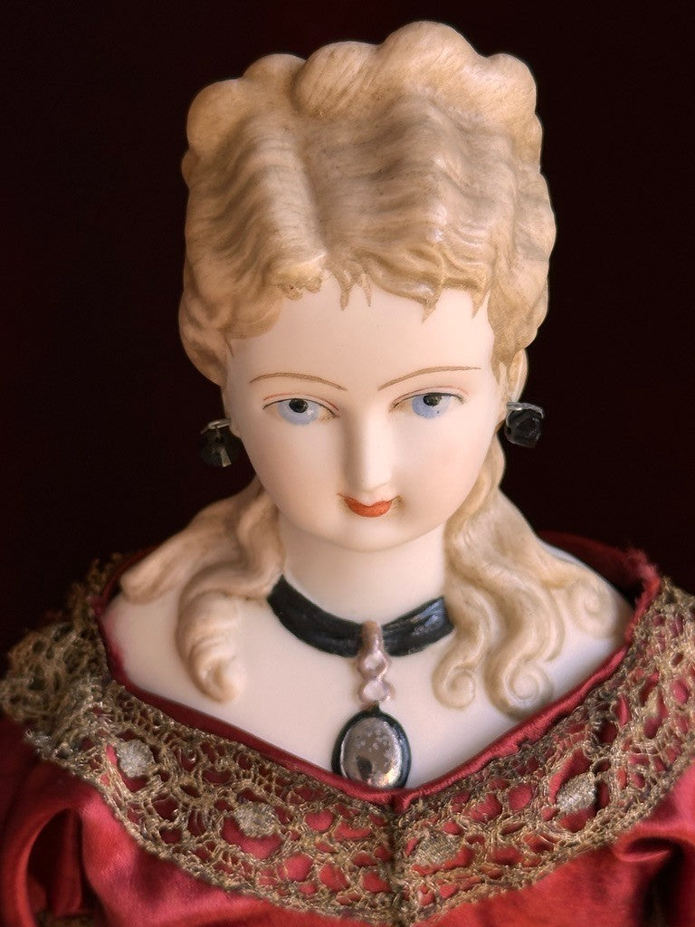 Vintage 16” Porcelain Parian China Pierced Ears Fashion Doll