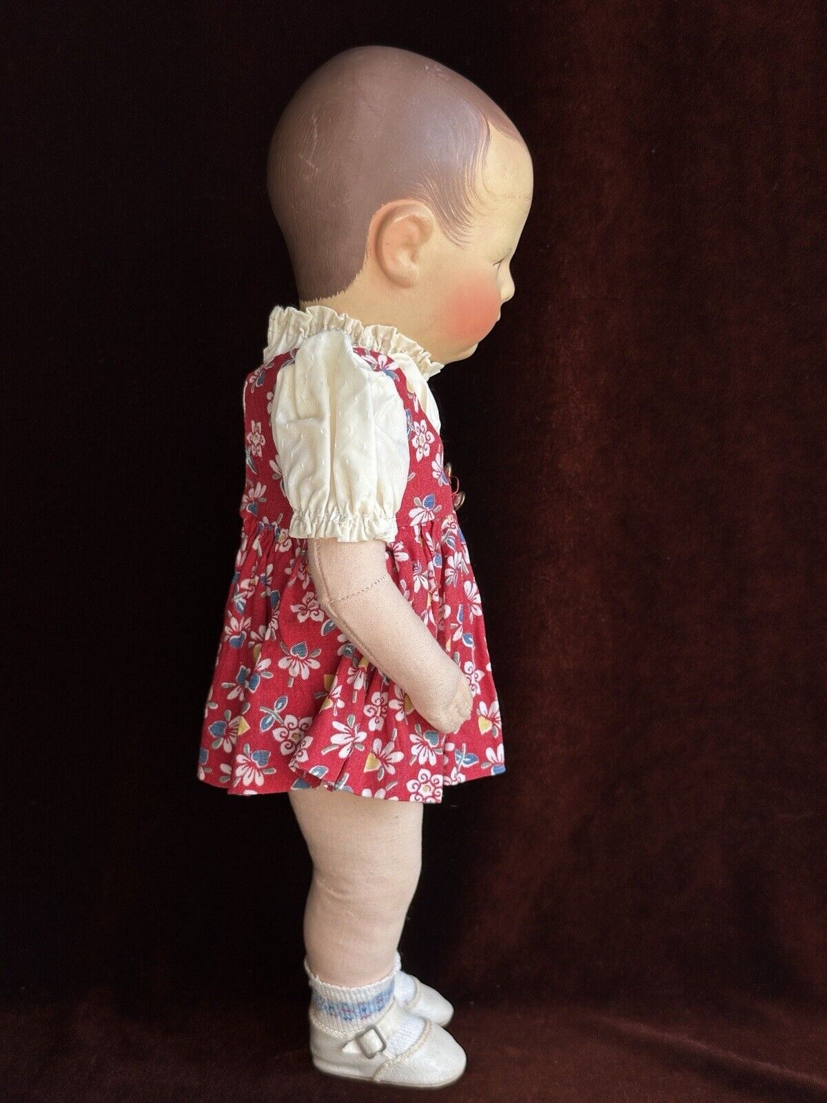 Antique/Vintage German Kathe Kruse 13.75” Cloth Character Girl Doll