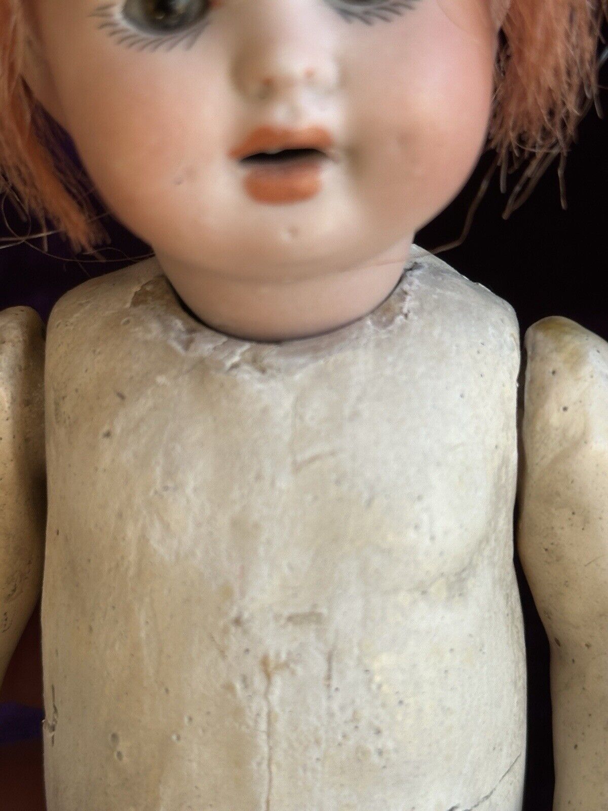 Antique German 8” Hermann Steiner Miniature Bisque Head Baby Doll