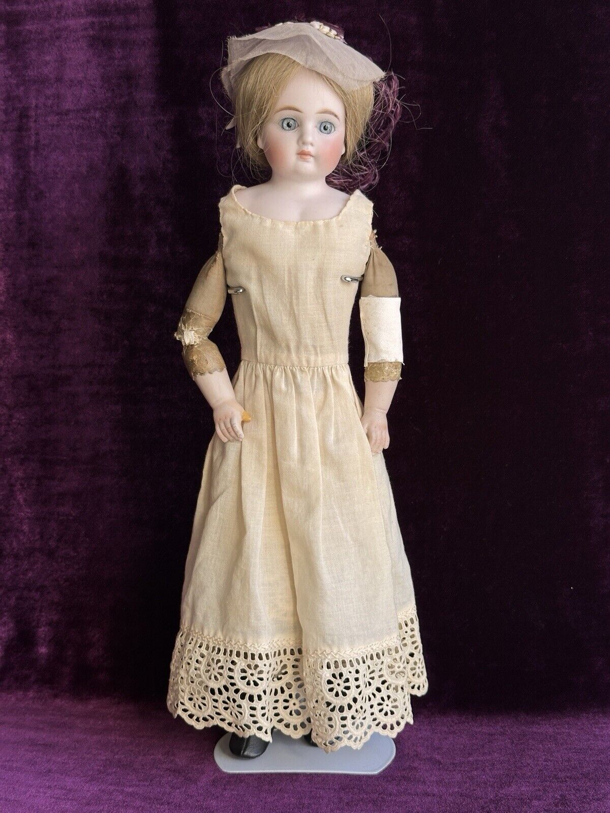 Antique German 16” Kestner (?) Solid Dome Head Belton Bisque Shoulder Head Doll