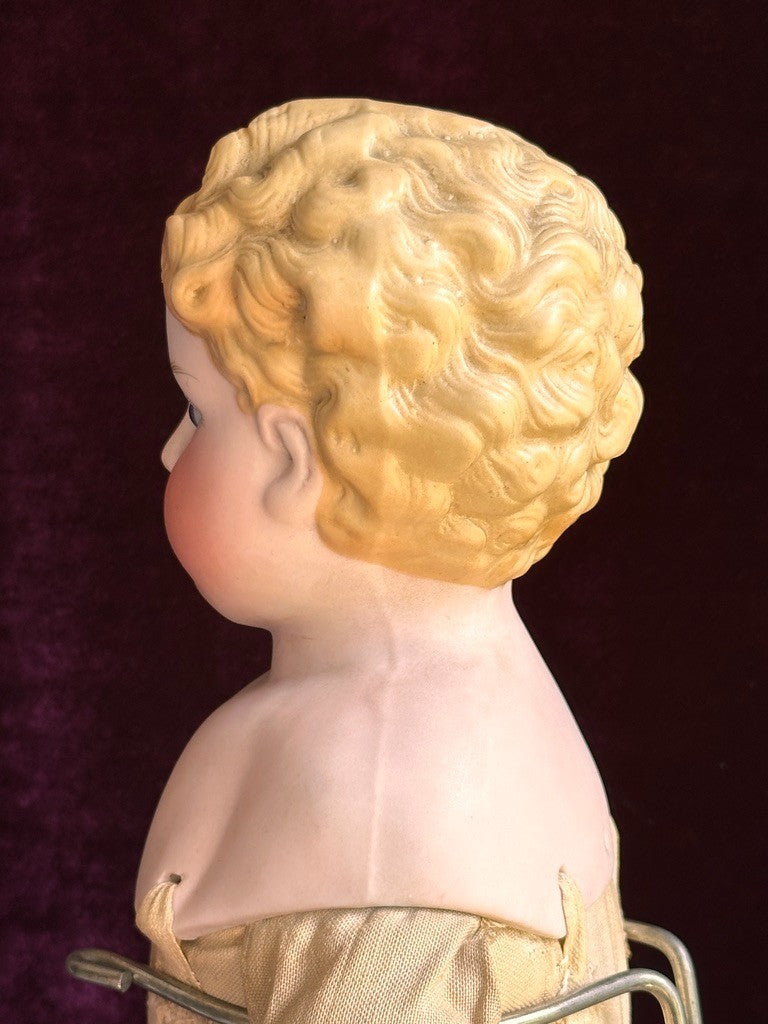 Large 23” Antique German Glass Eyes Parian China Bisque Head Boy Doll