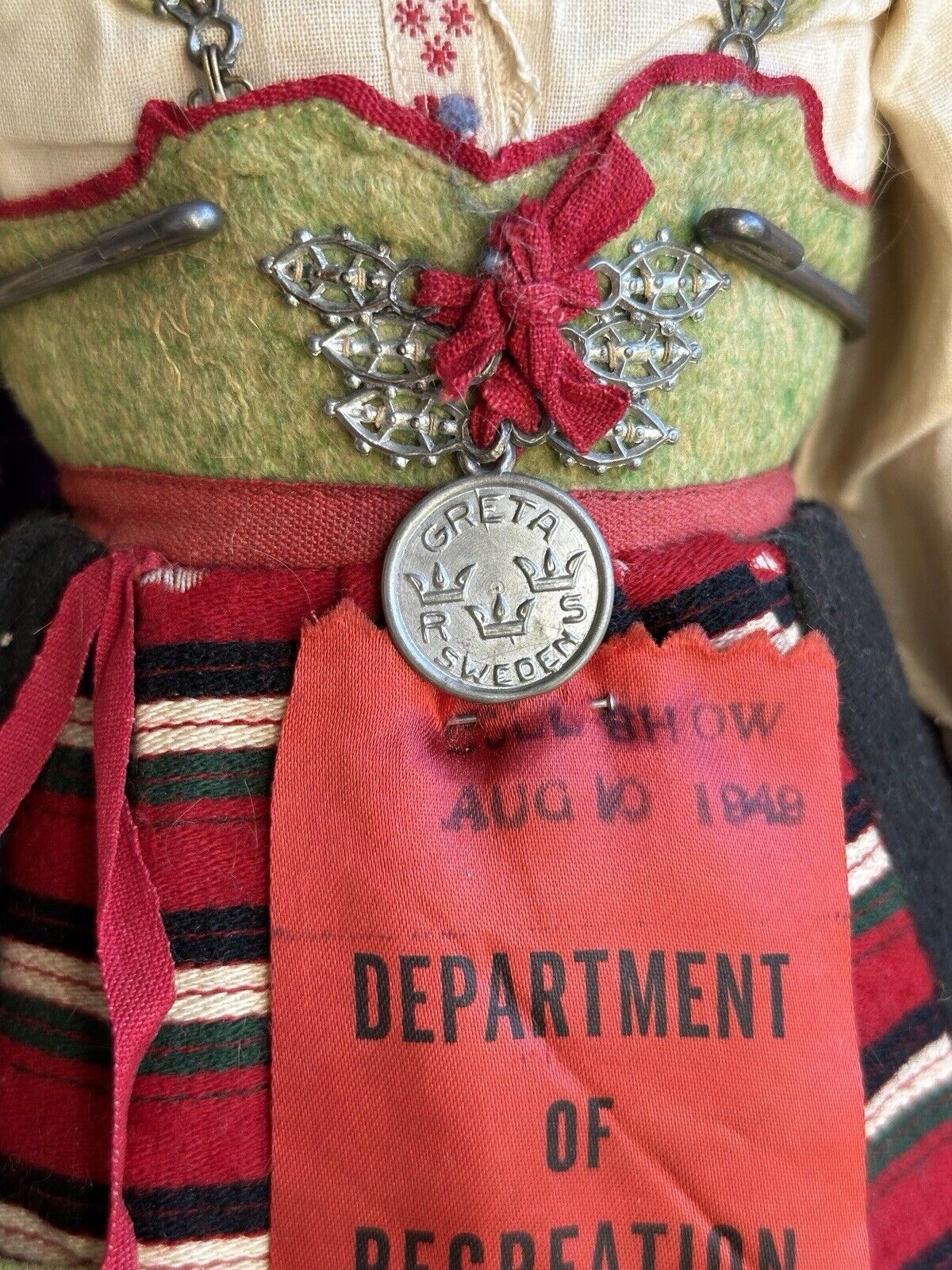 Antique European 24” Cloth Boudoir Style Greta Doll Made In Sweden