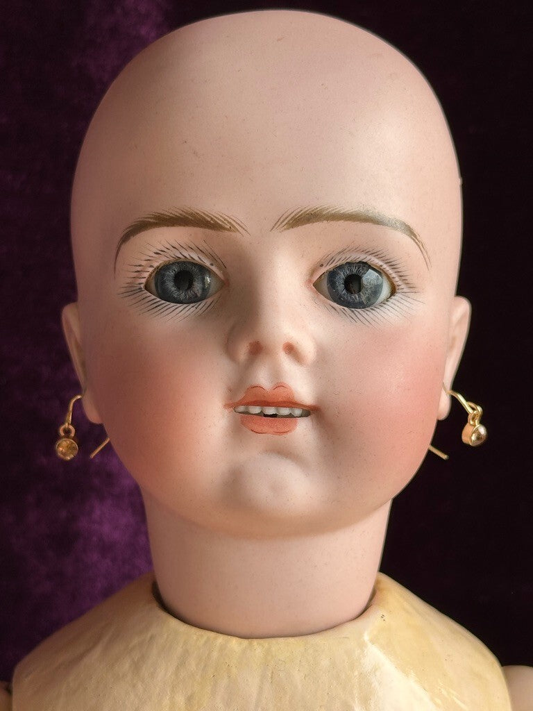 Antique French 21” Bru Jne R Bisque Head Mechanical Walker Body Doll