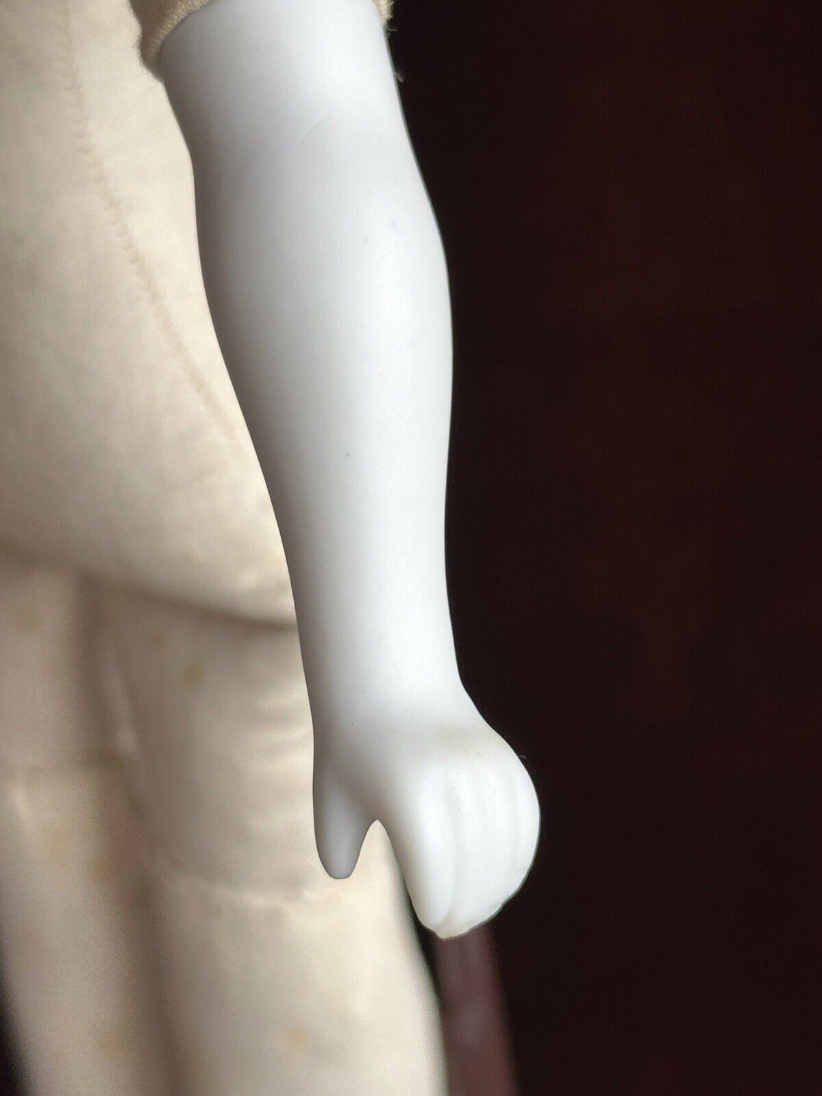 Antique German Hertwig 14” Molded Hat Parian Bisque Shoulder Head Doll