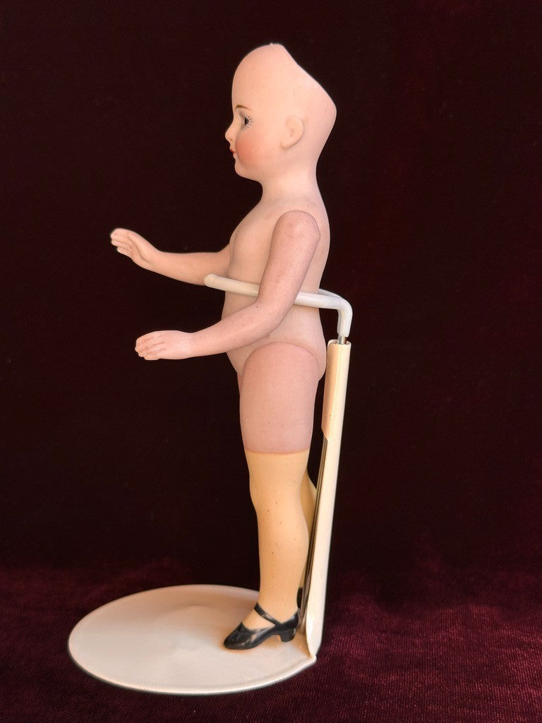 Rare Antique German 6.75” Bahr & Proschild 513 All Bisque Flapper Dollhouse Doll