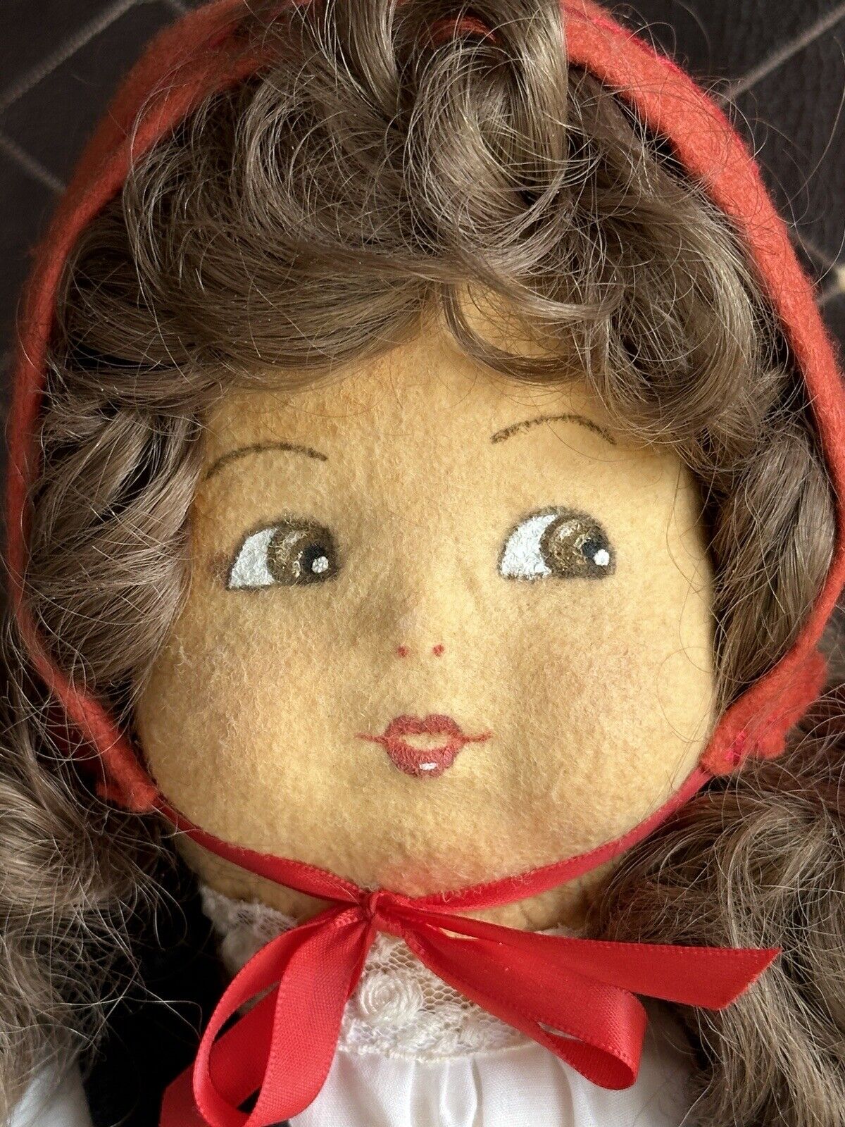 Vintage 23” Artist Signed Felt Cloth Red Riding Hood Doll by Gabriele West LE 50