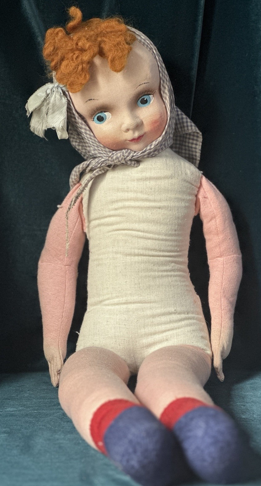 Lot Of 3 Vintage Stuffed Cloth 16”; 22” and 33” Dolls