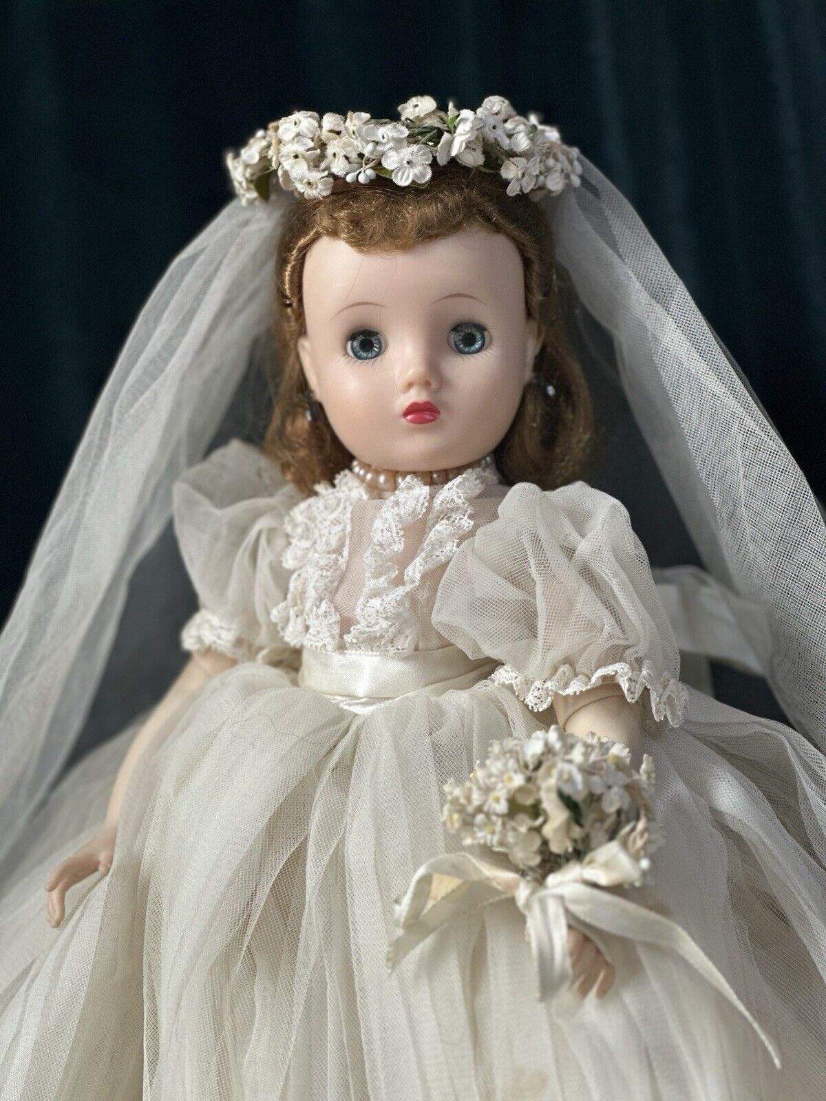 Vintage 1950’s Madame Alexander 16” Doll Elise Original Tagged Bride Outfit