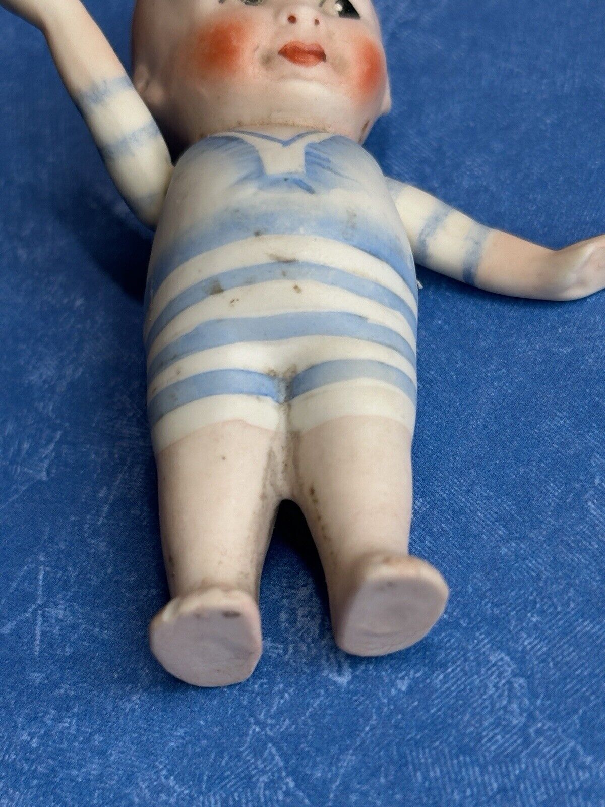 Lot of 2 Antique German Miniature All Bisque Baby Bud Sailor Dolls