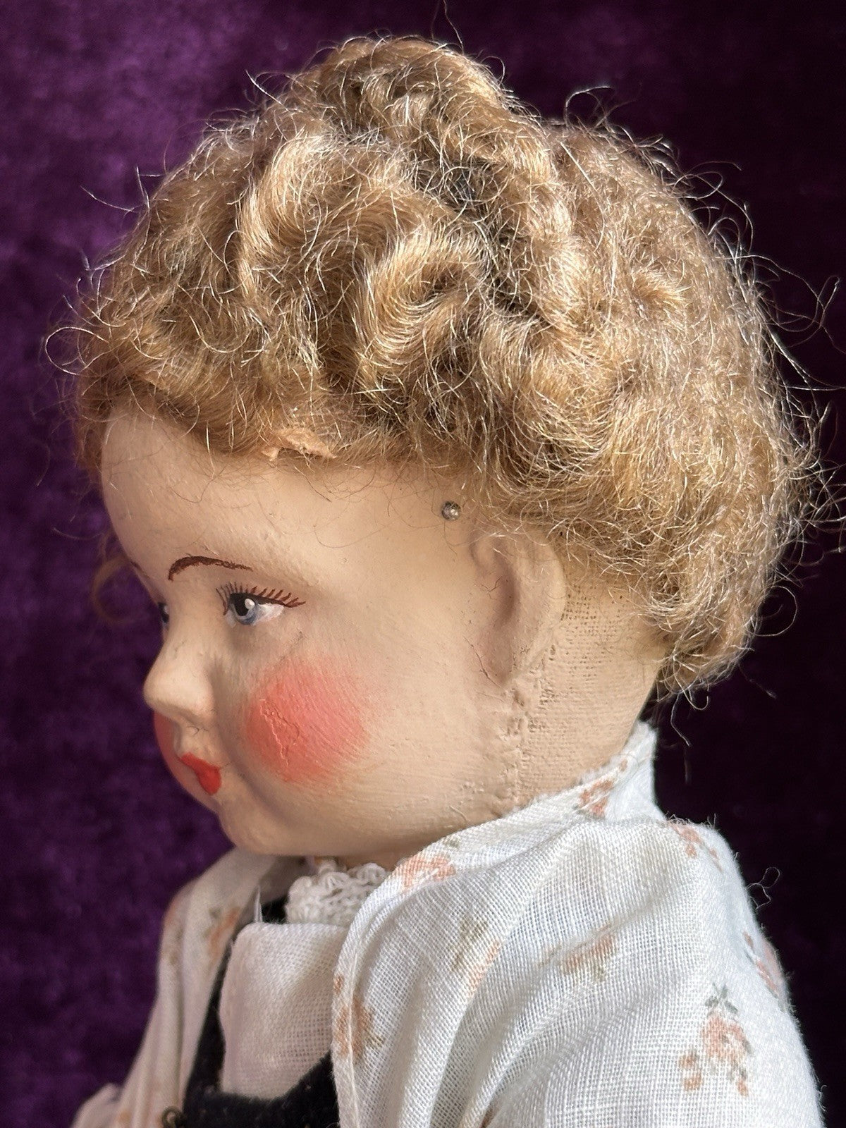 Lot of 2 Antique German 10” Gebruder Bing Cloth Boy and Girl Dolls