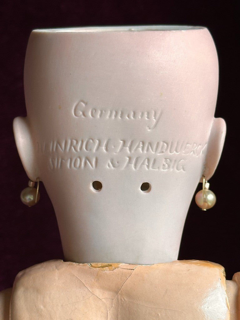 Antique German Halbig Handwerck Bebe Cosmopolite Bisque Head Doll Crier Orig Box