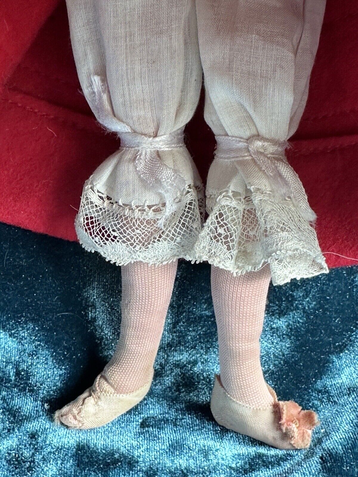 Pair of Rare 13” Antique French Calvaire Cloth Googly Eyes Dolls