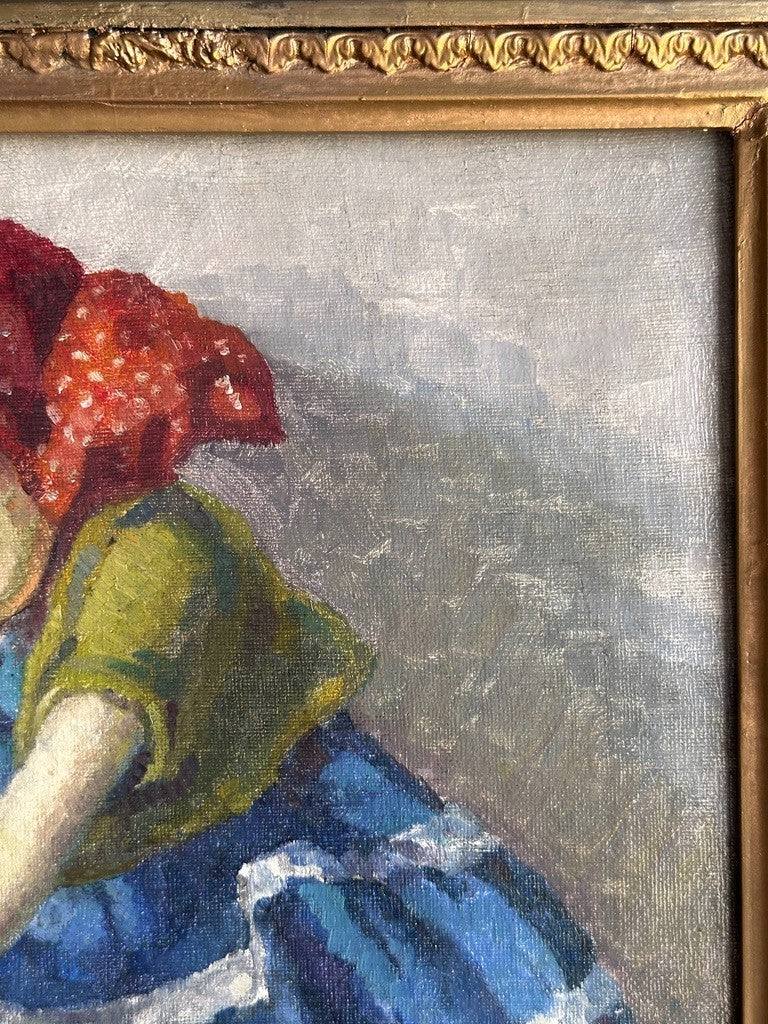 Ritta Boemm Oil Painting Käthe Kruse Dolls Signed Original Artwork in Gilt Frame