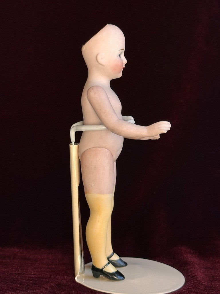 Rare Antique German 6.75” Bahr & Proschild 513 All Bisque Flapper Dollhouse Doll