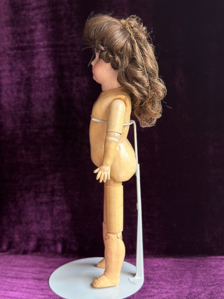Antique German 18" Edmund Steiner marked EUSt Bisque Head Composition Body Doll