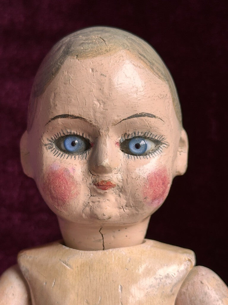 Antique French 11.5" Tout en Bois Wood Doll – Motschmann Type Body