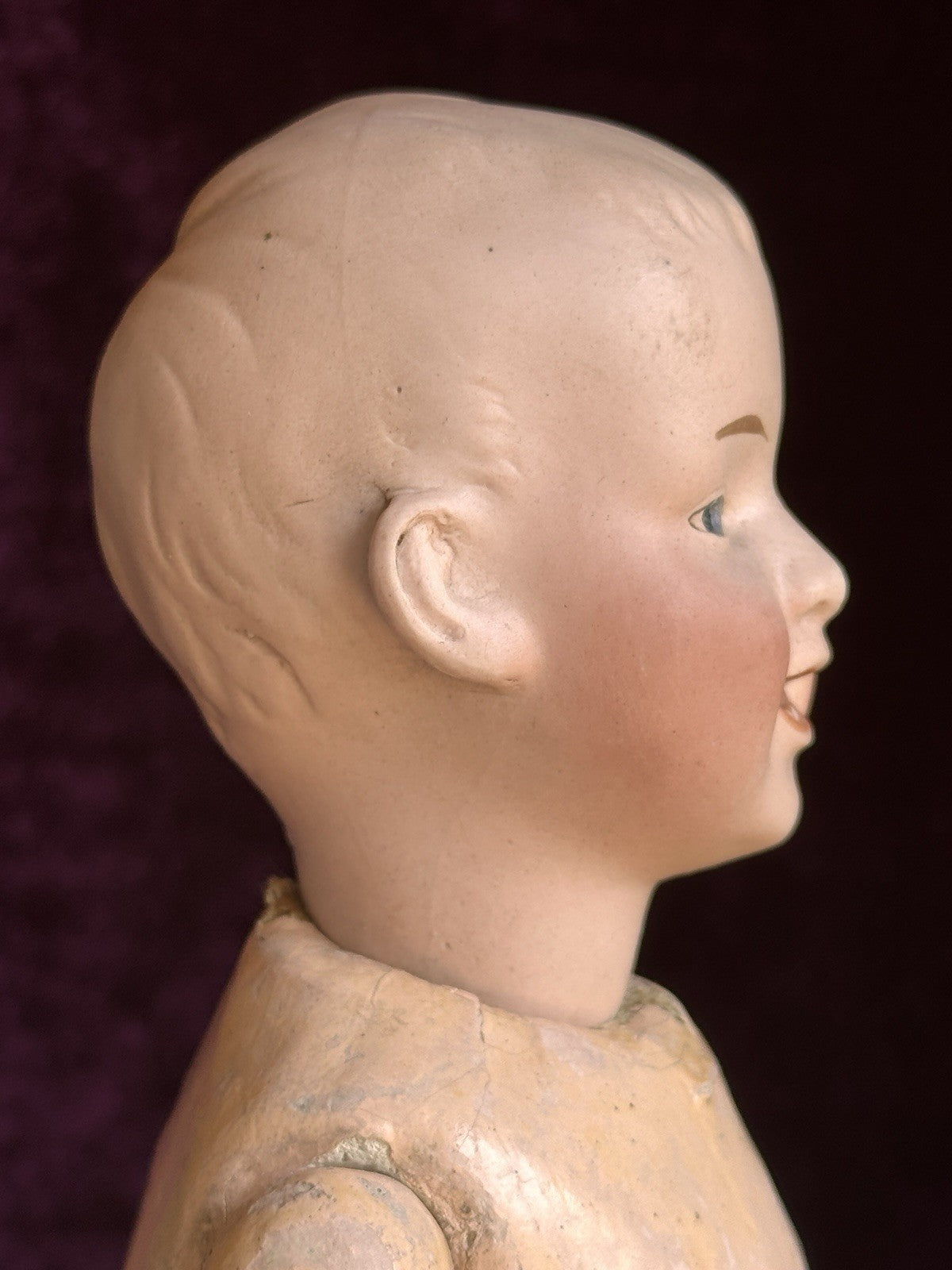 Antique German 11” Gebruder Heubach 7647 Bisque Shoulder Head Character Boy Doll