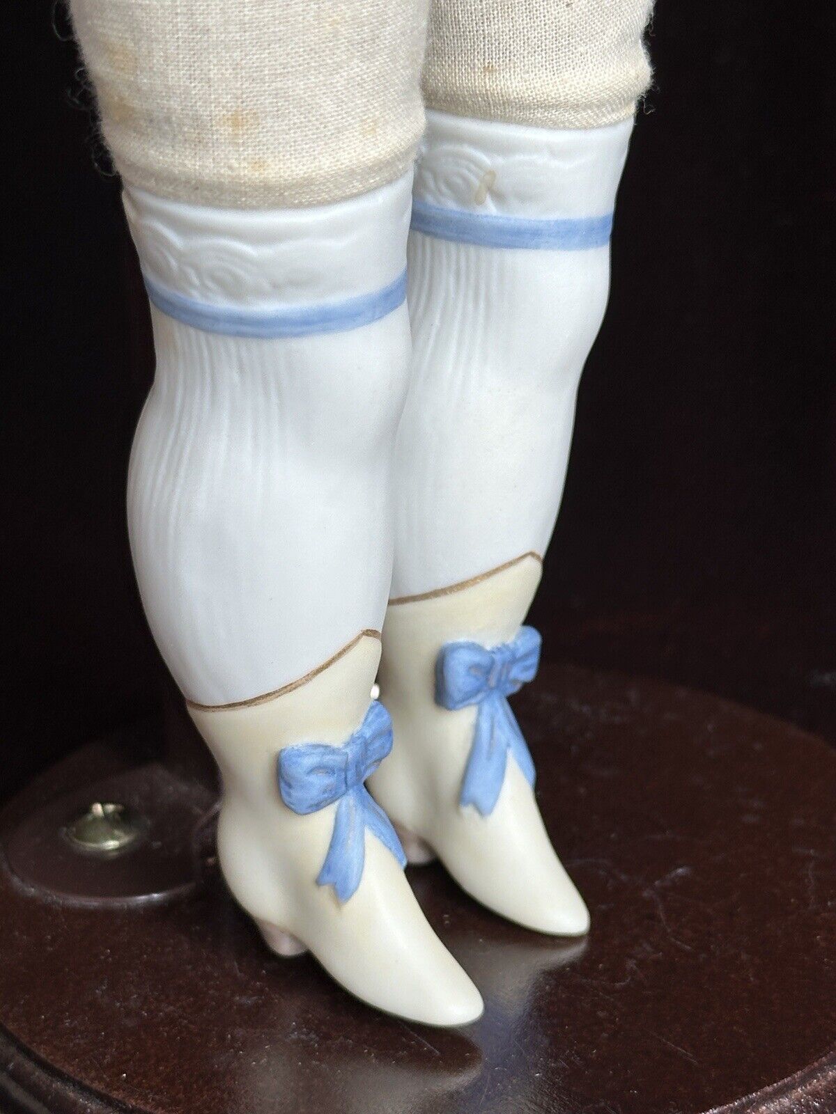 Antique German Hertwig 14” Molded Hat Parian Bisque Shoulder Head Doll
