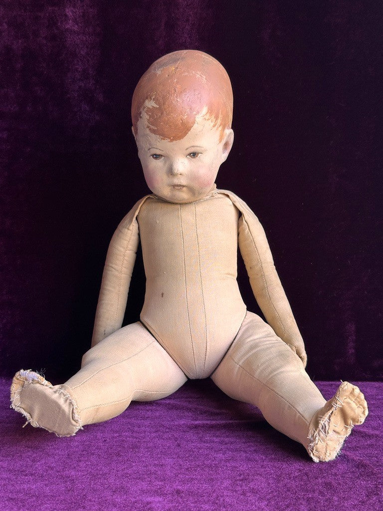 Early Antique German 17.5” Kathe Kruse Type I Cloth Rag Doll Wide Hips