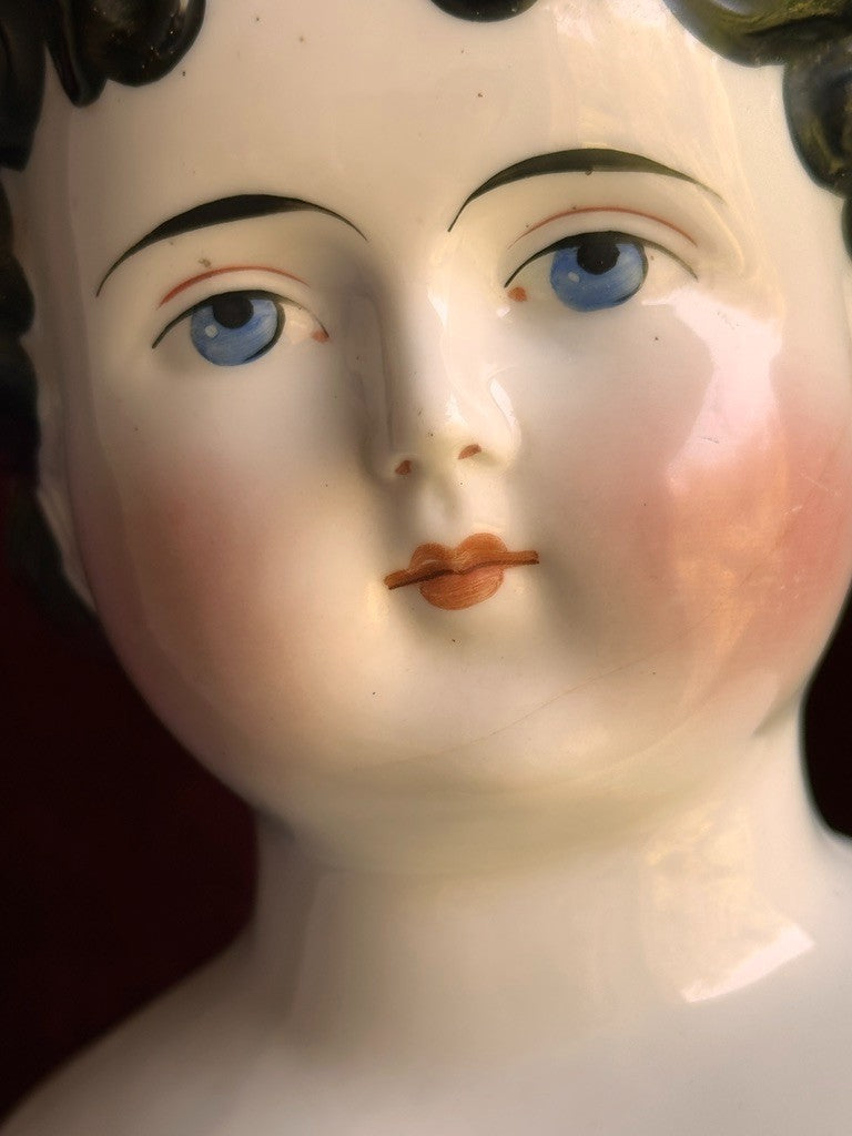 Large Antique German 26” Dolly Madison China Shoulder Head Doll