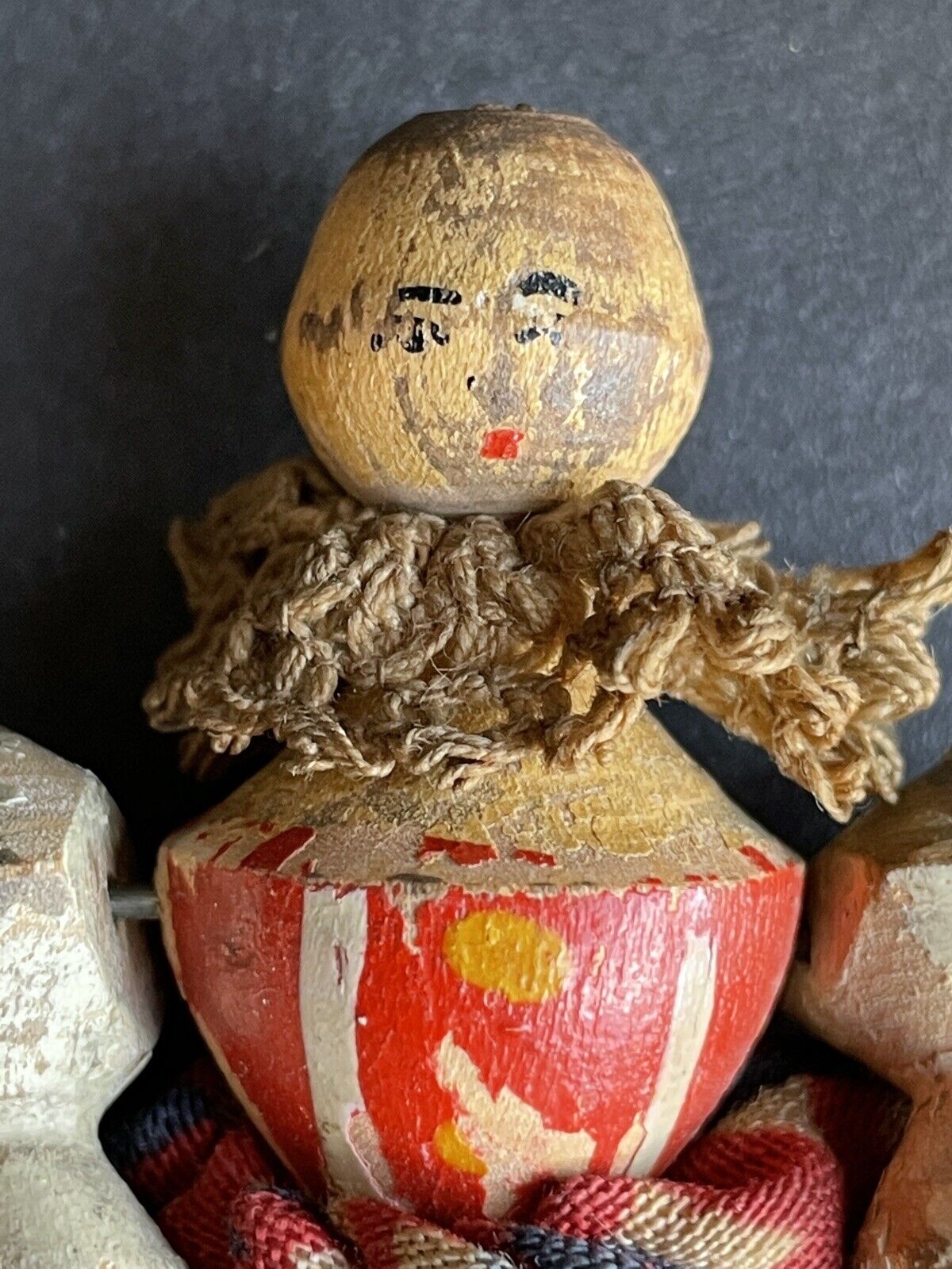 Antique German Grodnertal (?) Carved Wooden Miniature Dollhouse Victorian Doll