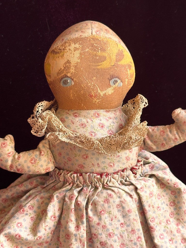 Vintage American 9" Topsy Turvy Belindy Cloth Painted Doll