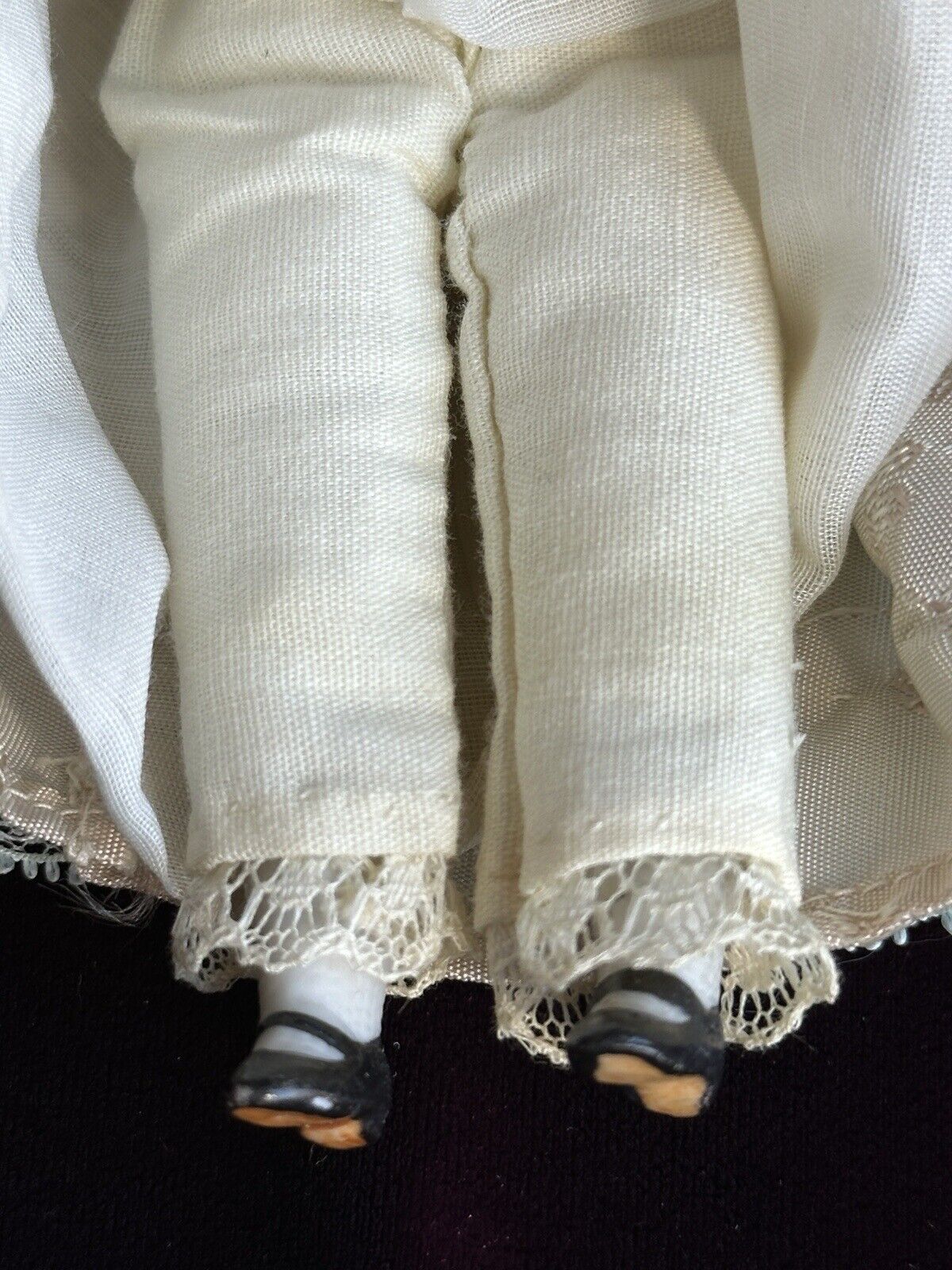 Antique German Miniature Dollhouse 6.25” Bisque Head Parian Female Doll with Bun