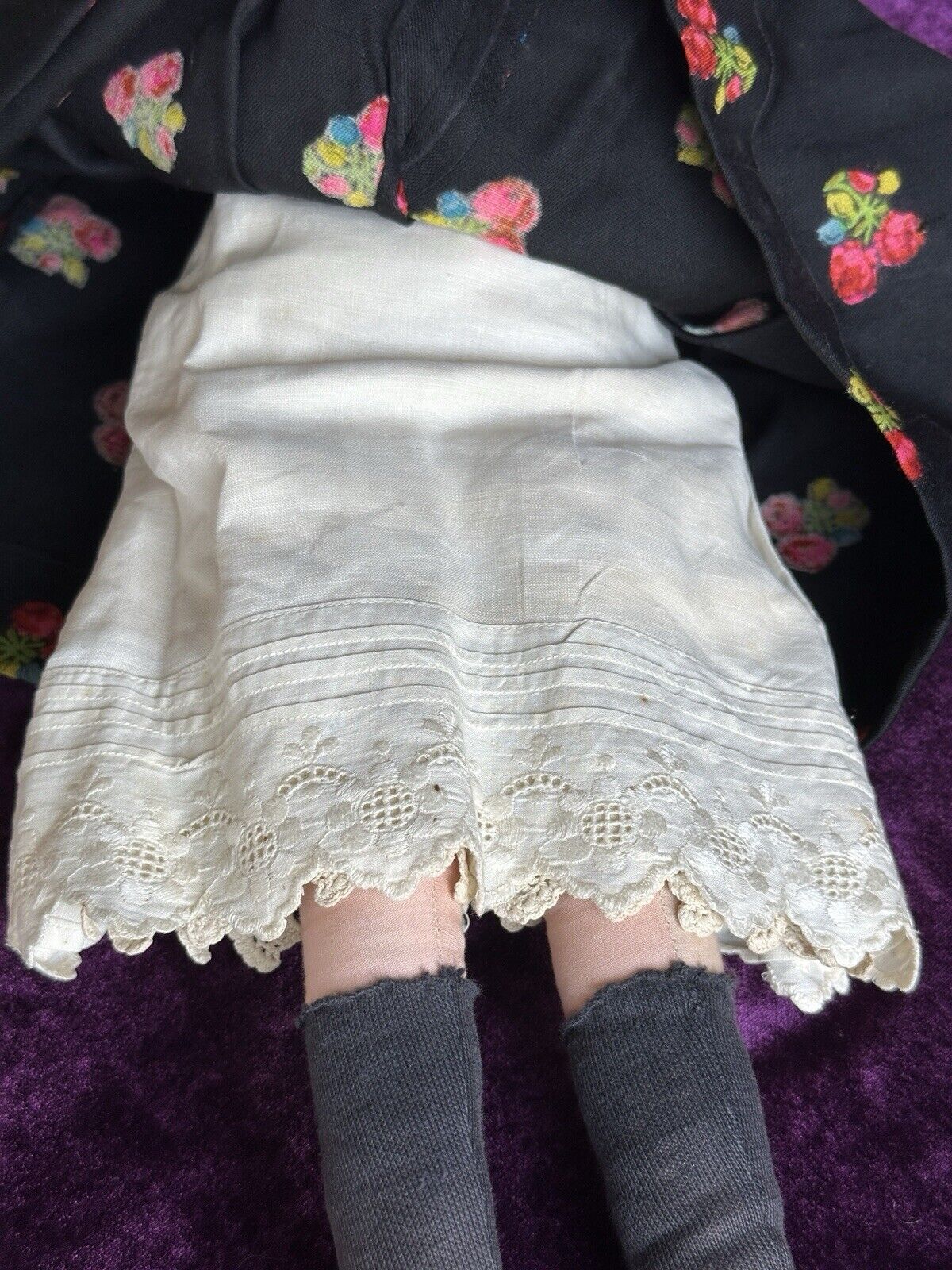 Antique Composition 23” Cloth Eastern European Boudoir Style Doll