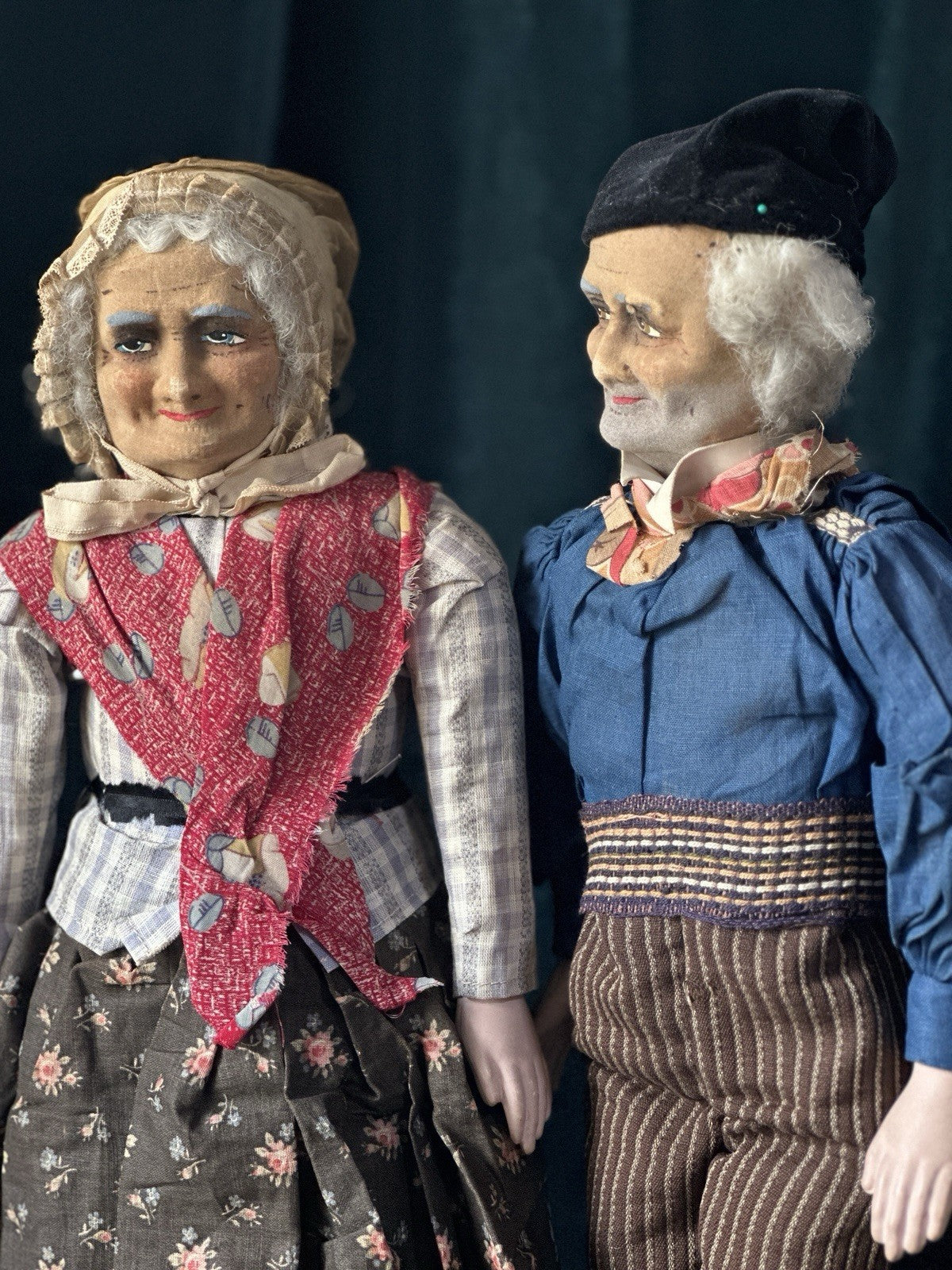Lot Of 2 Large Antique 1940’s (?) French Ravca Cloth 19” Dolls