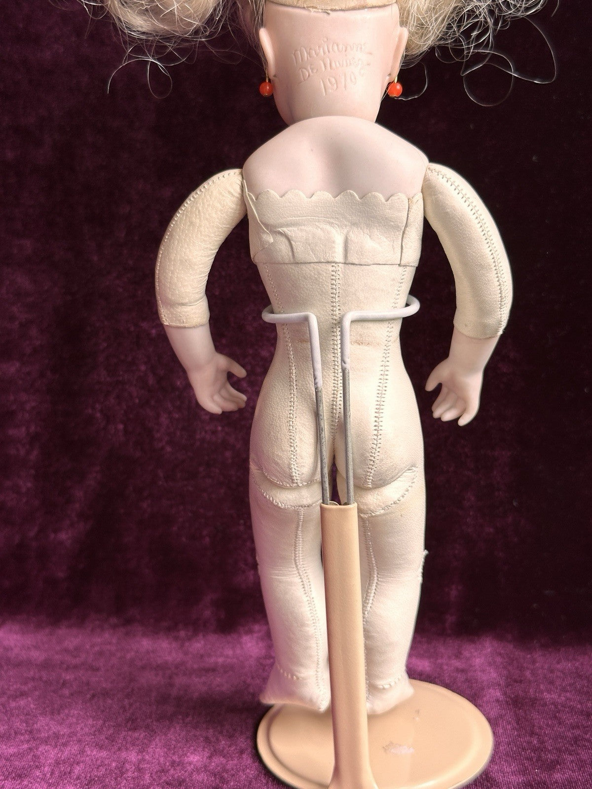 Vintage 9” Artist Reproduction of Antique French Bru Jne Porcelain Leather Doll