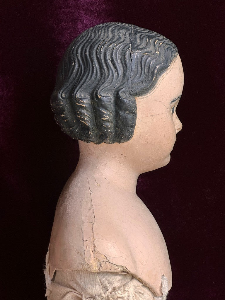 Antique American 26.5” Pre-Greiner Papier Mache Doll