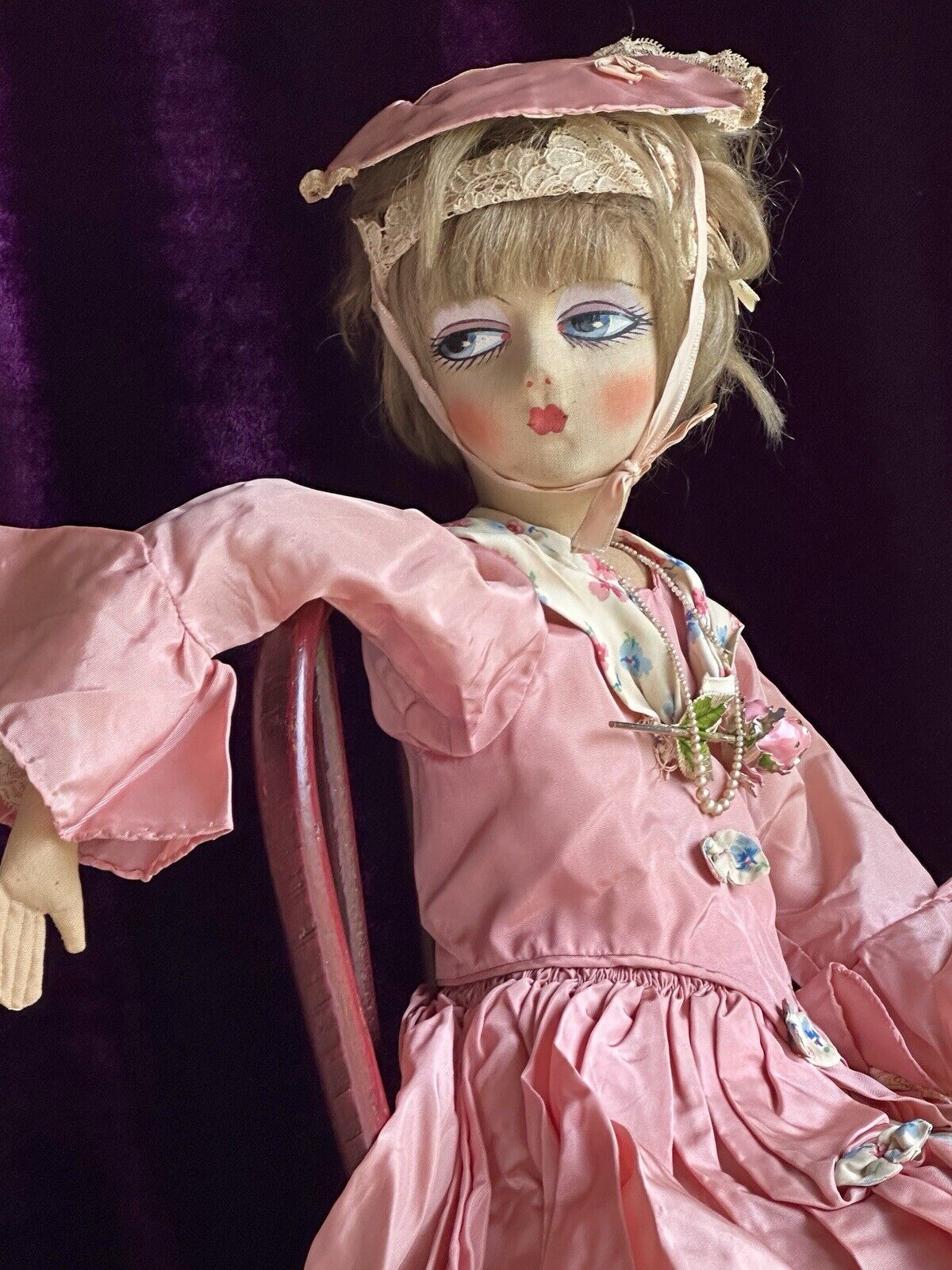 Vintage American 30” Etta French Art Deco Style Boudoir Doll