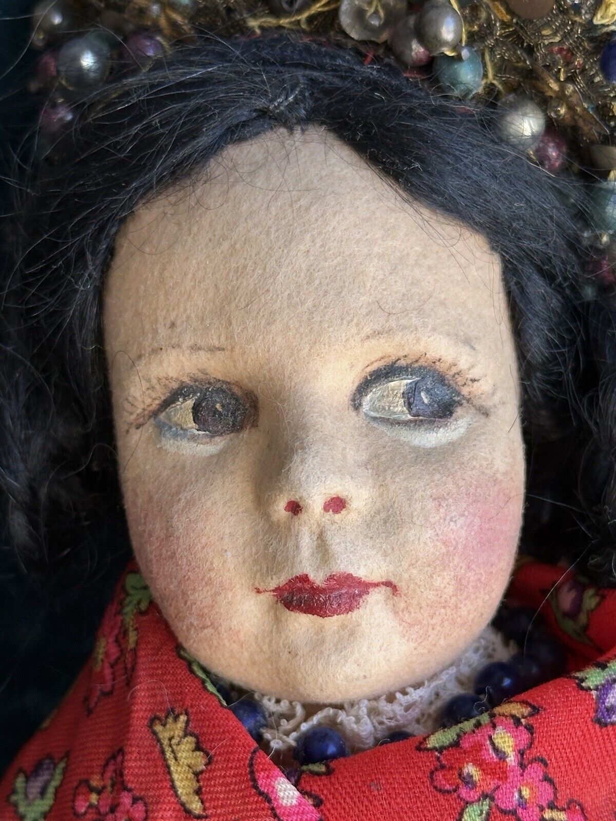 Very Rare 14” Vintage Lenci Portrait (?) Ethnic Felt Boudoir Style Doll