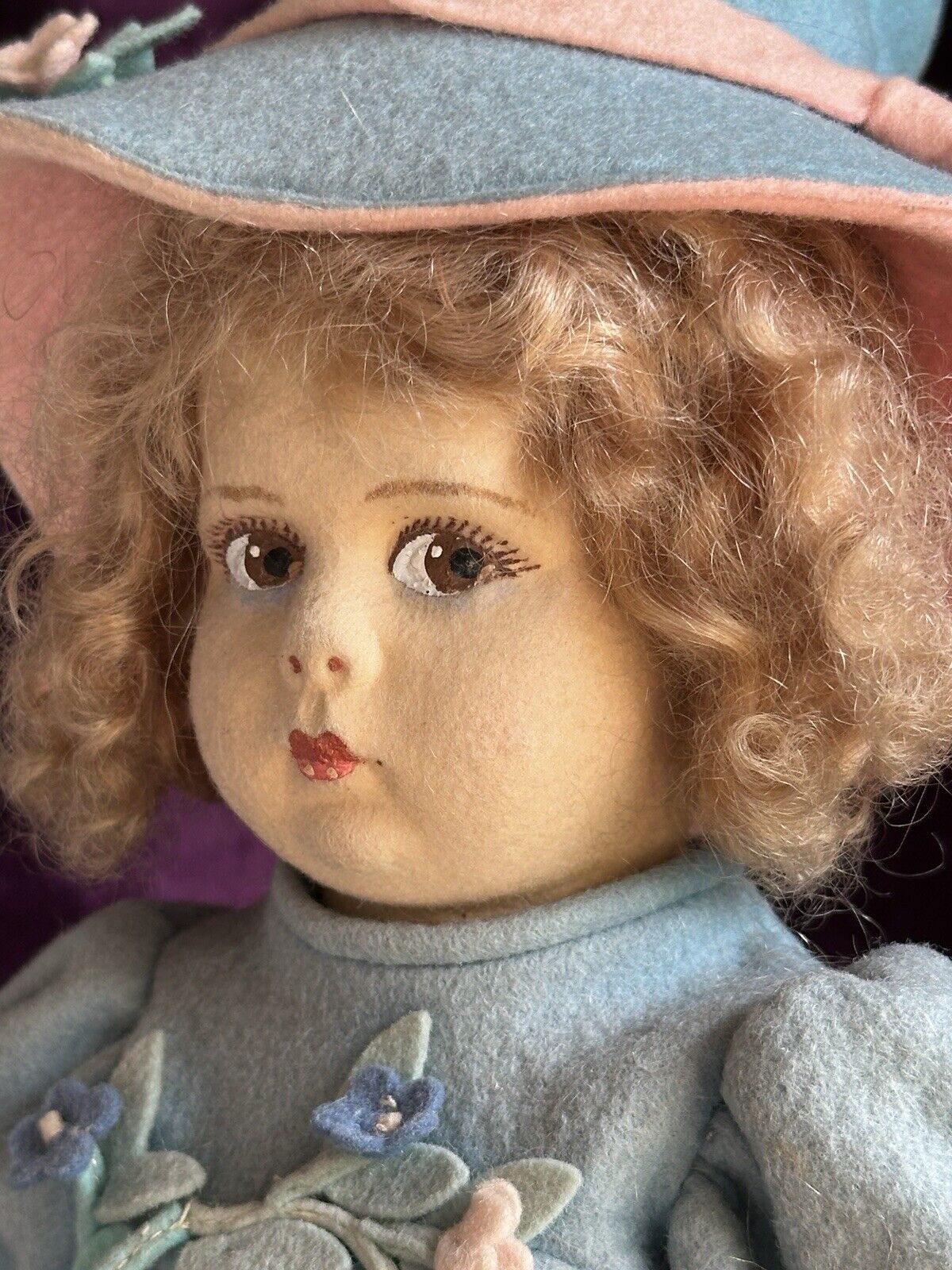 Vintage Italian All Original 12” Lenci 111/2000 Series Felt Cloth Doll Tagged