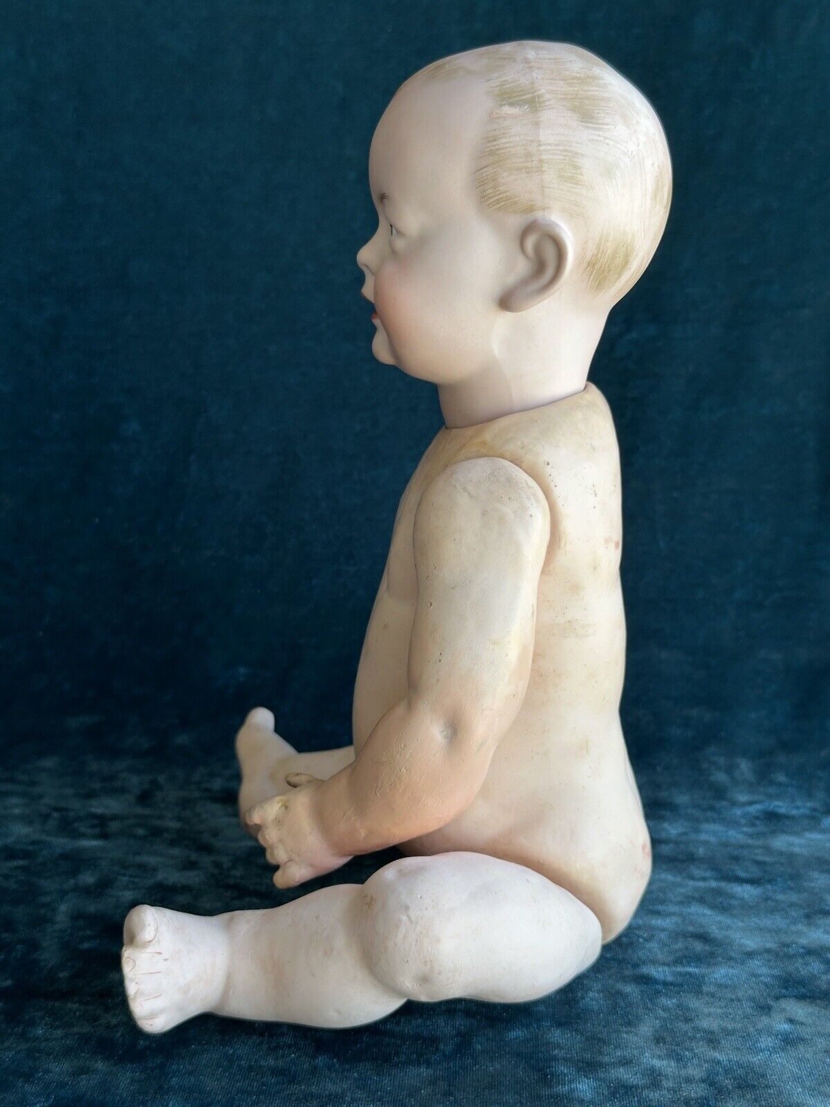 Antique German 13” Kley Hahn 525 Solid Dome Bisque Head Baby Doll Intaglio Eyes