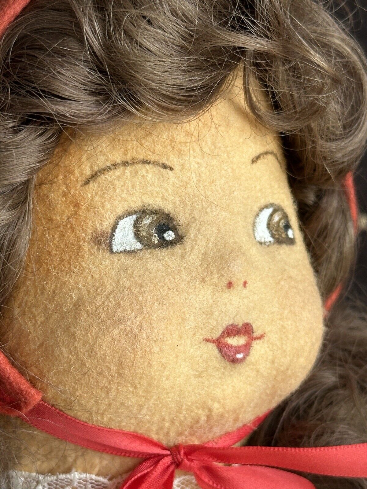 Vintage 23” Artist Signed Felt Cloth Red Riding Hood Doll by Gabriele West LE 50