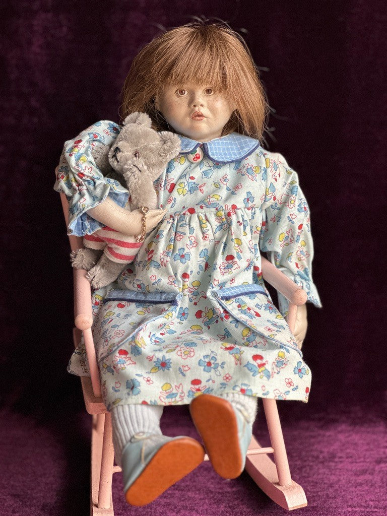 Very Rare OOAK 16” French Artist Malou Ancelin Leather Handmade Signed Doll