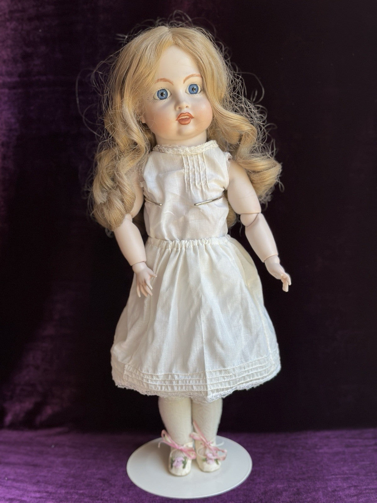 Vintage All Porcelain 19” Reproduction of Antique French Bru Circle Dot Doll
