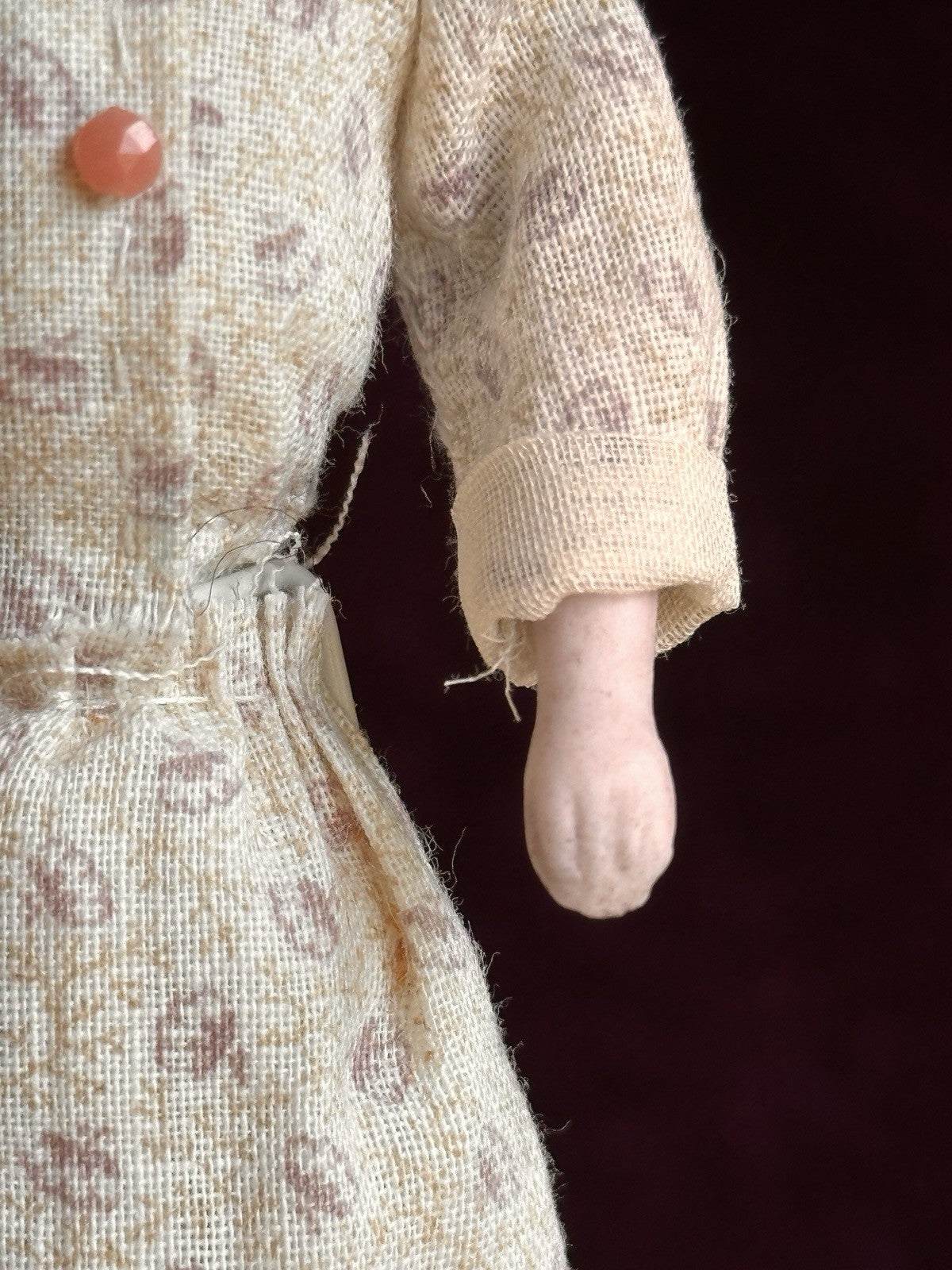 Antique German 5.75” Bisque Cloth Miniature Dollhouse Parian Doll with Bun