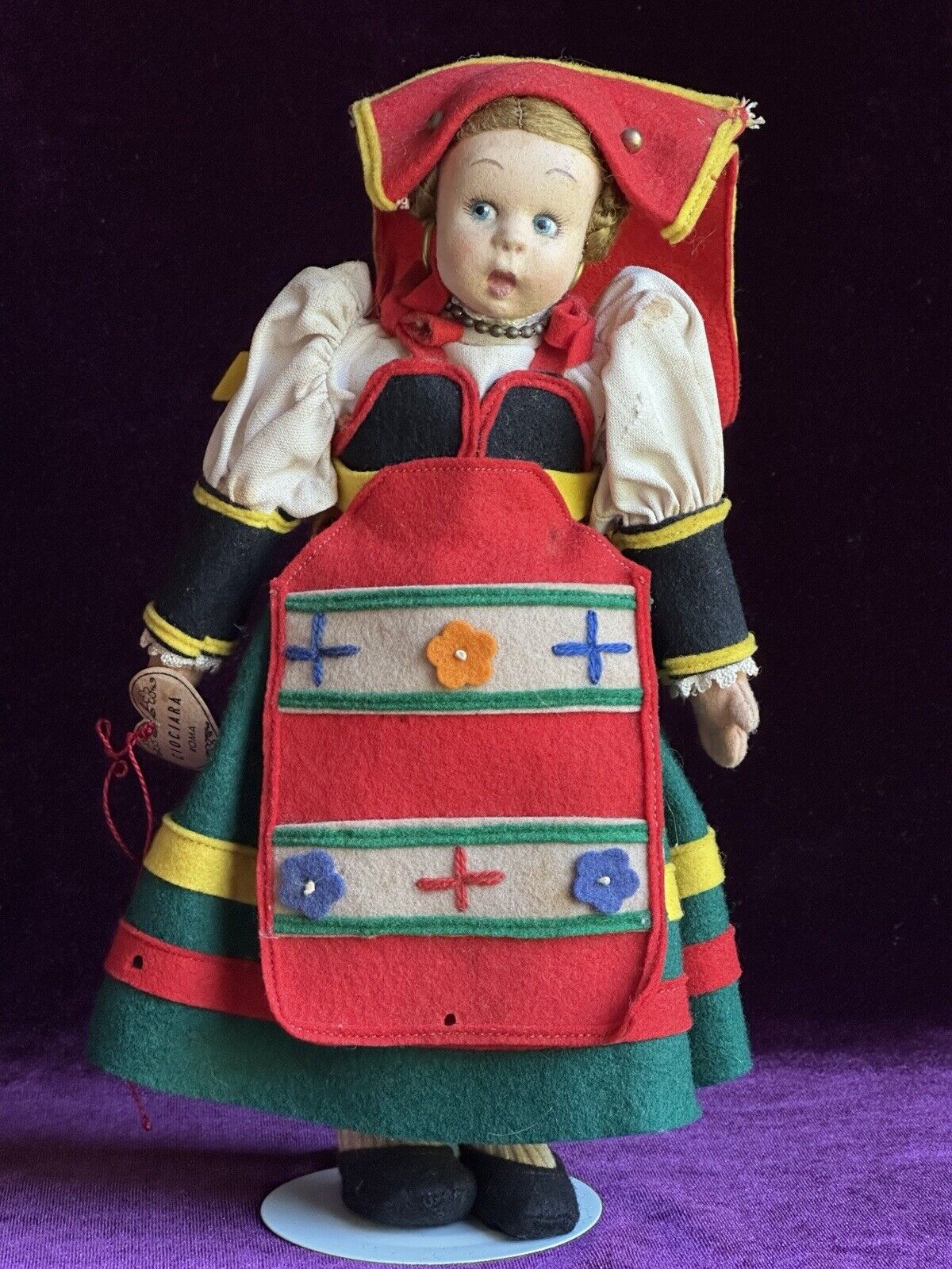 Vintage Italian 9” Lenci Mascotte Felt Cloth Doll with Tags