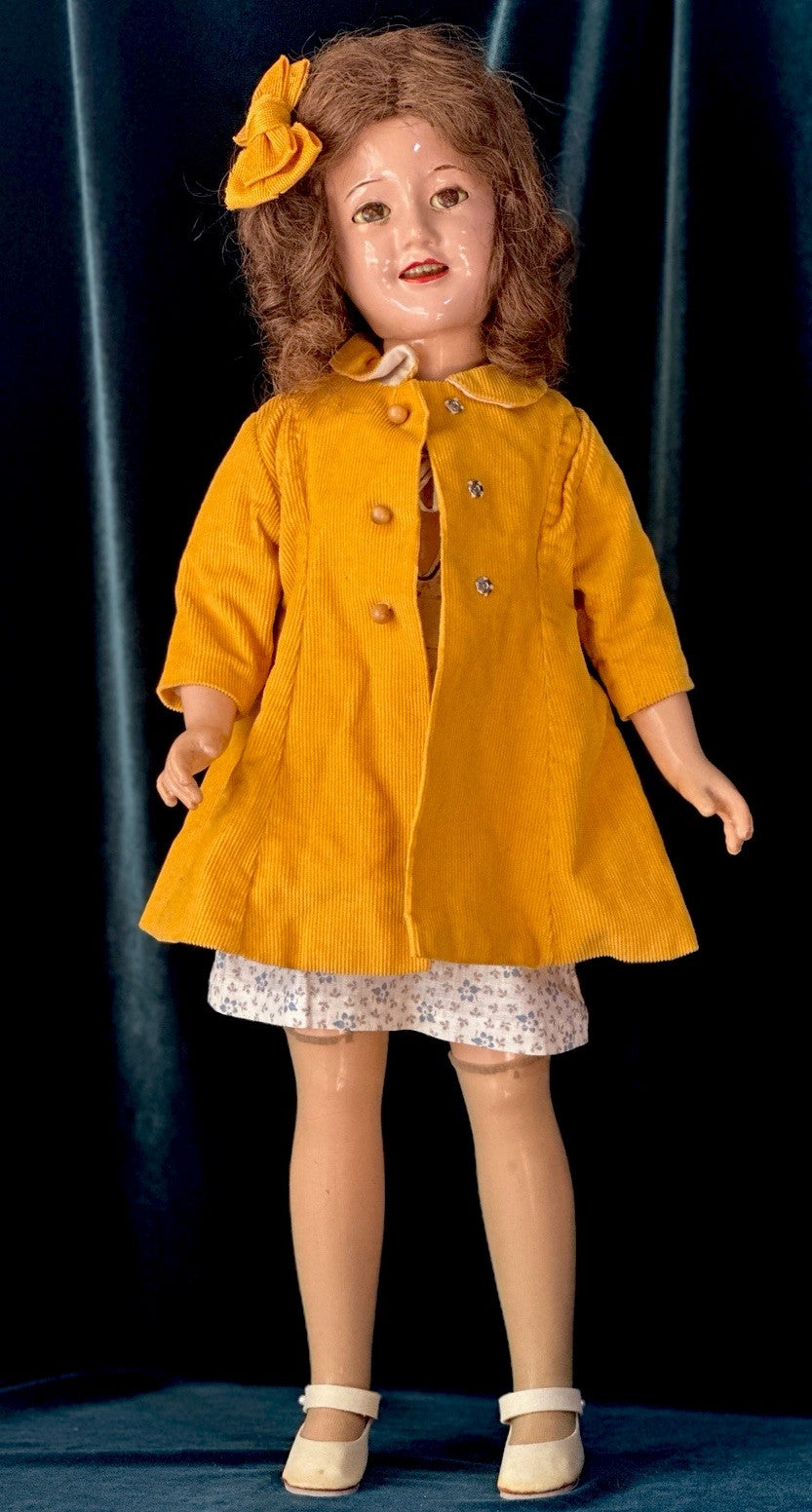 Large 24” Vintage 1940’s Composition  Deanna Durbin Doll by Ideal Company