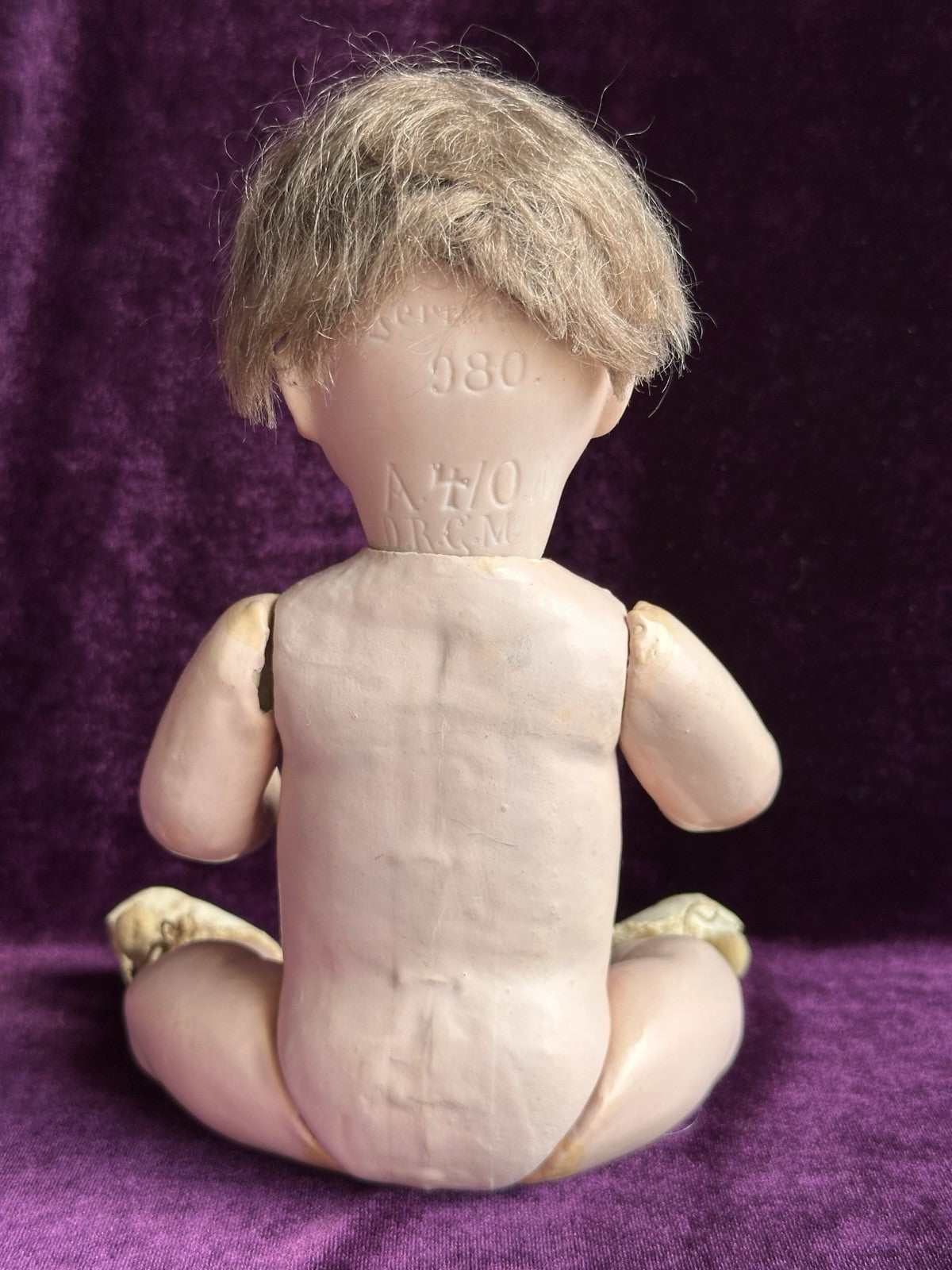 Antique German 11” Armand Marseille 980 Bisque Head Character Baby Doll