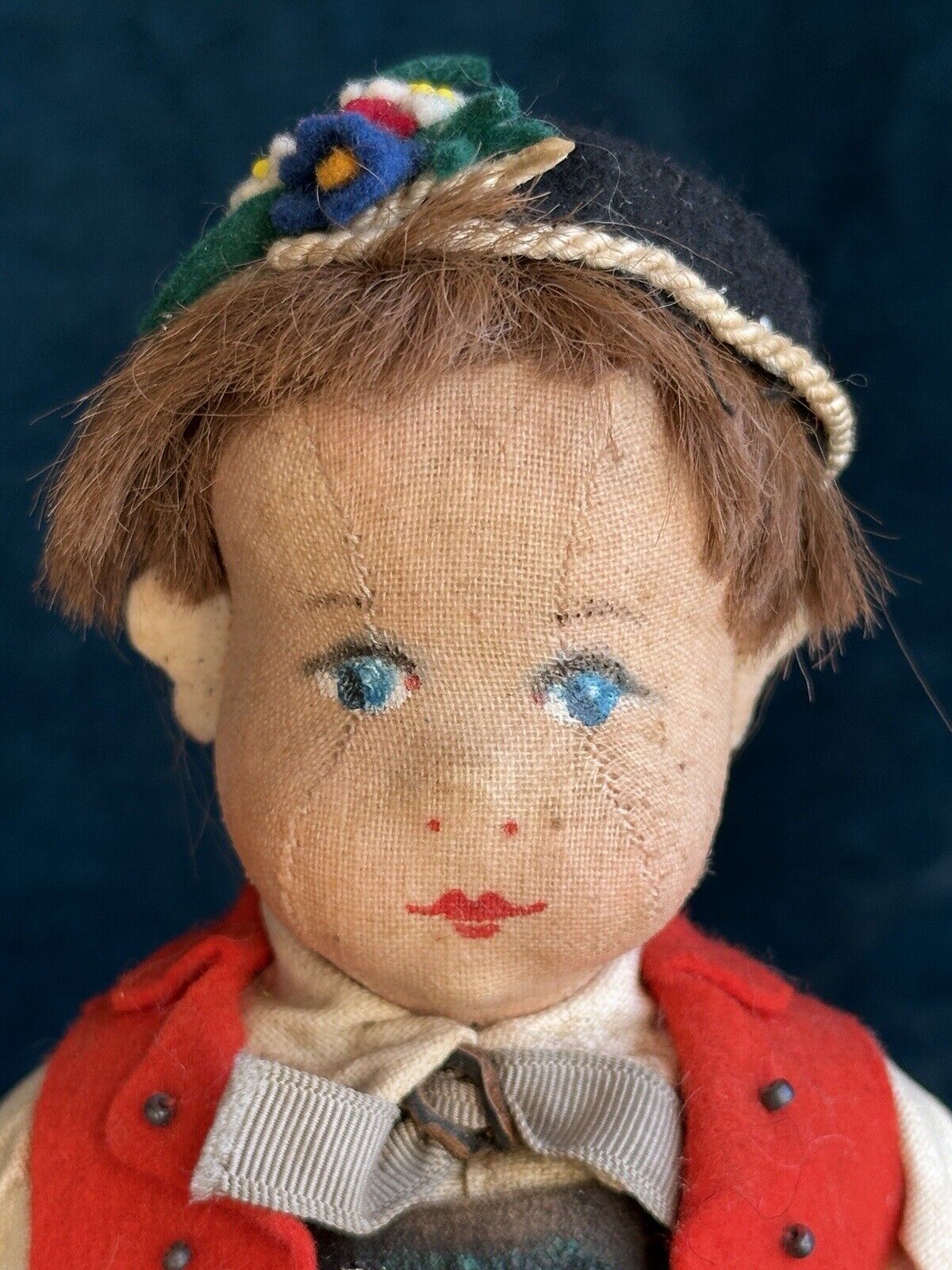 Unidentified Vintage 11” European Cloth Rag Boy Doll