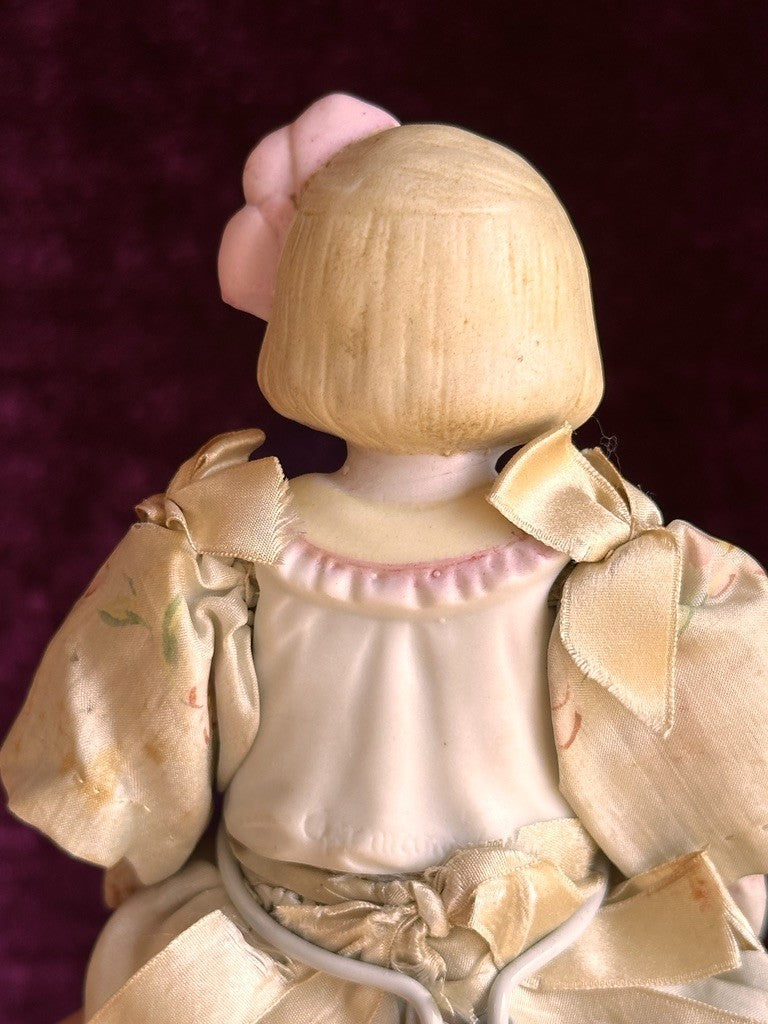 Rare Antique German Hertwig 6.75” Bisque Molded Torso Character Dollhouse Doll